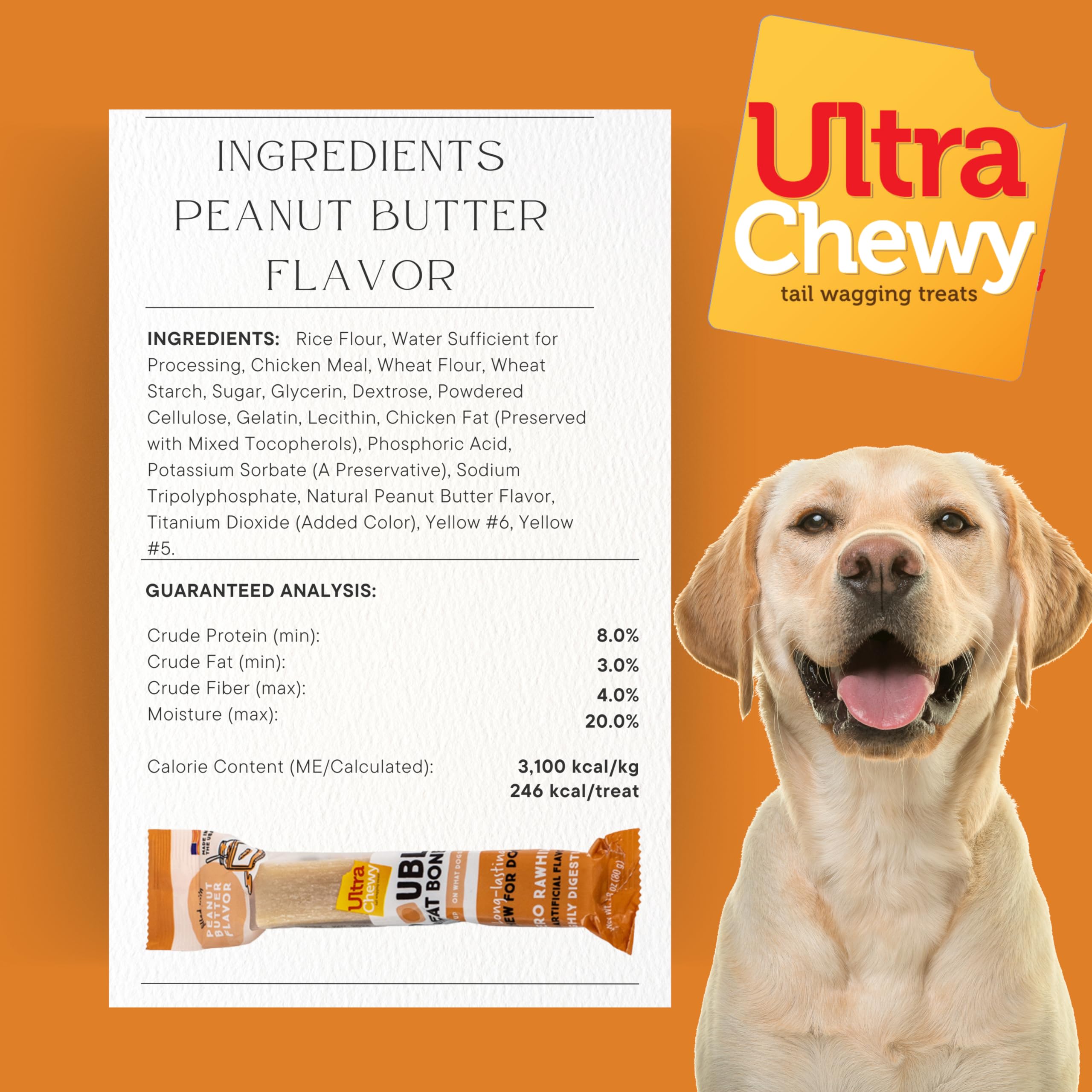 Ultra Chewy Dog Treats - Double Treat Bones, Healthy & Easy to Digest, Assorted Flavors, 2.8 oz (9 Bones)