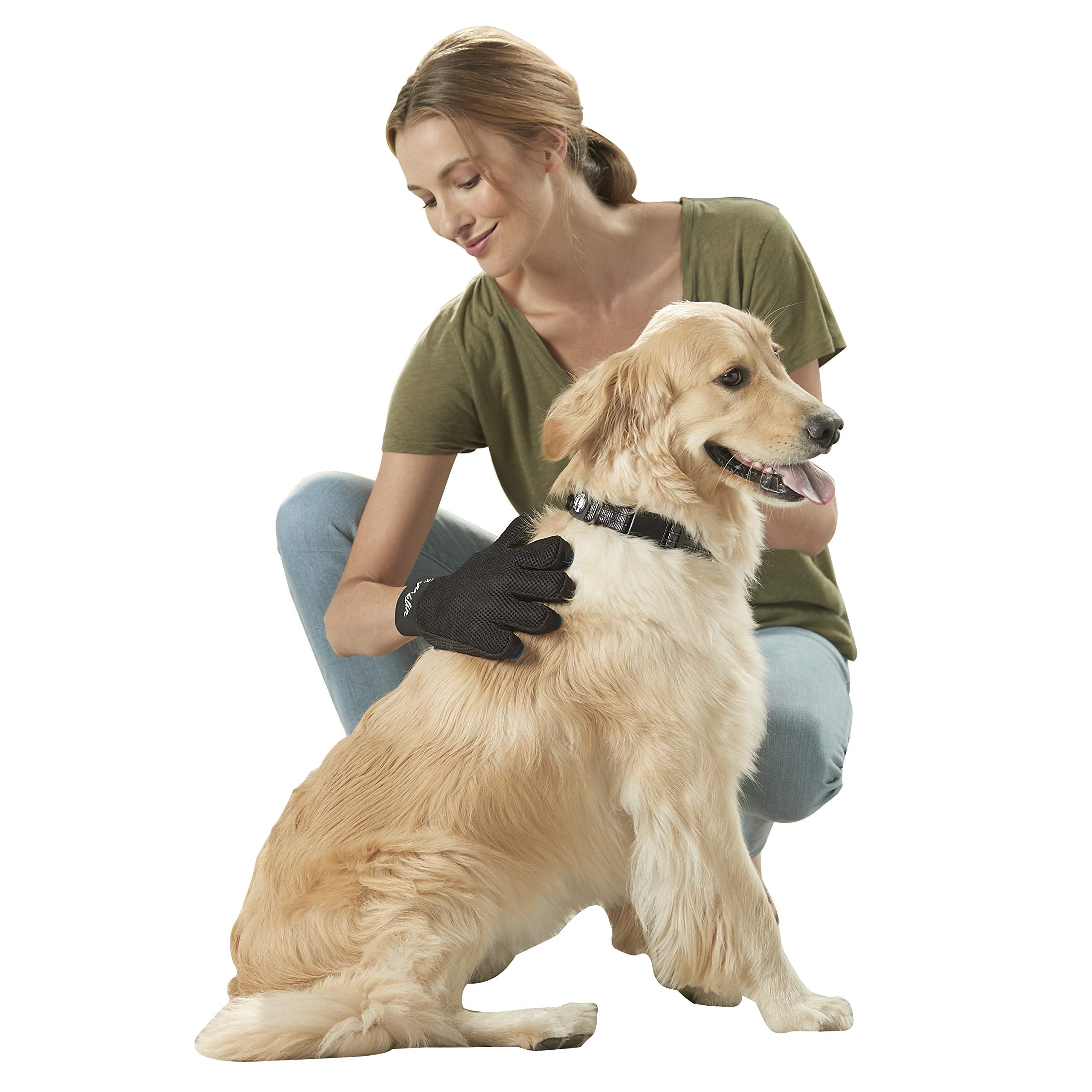 Franklin Sports Pet Supply Shed-Master – Pet Grooming Gloves Gentle De-Shedding – Hair Remover – Dogs & Cats – Long & Short Hair – Furniture Pet Hair Remover Multi