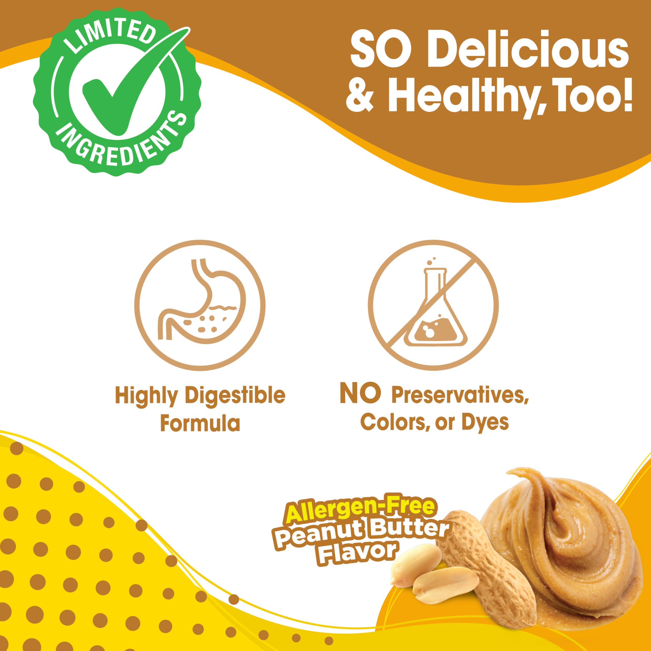Nylabone Nubz Peanut Butter Dog Chew Treats - Breath Freshener, Dental Chews for Large Dogs, 2.1 lb, Made in USA (18 Count)