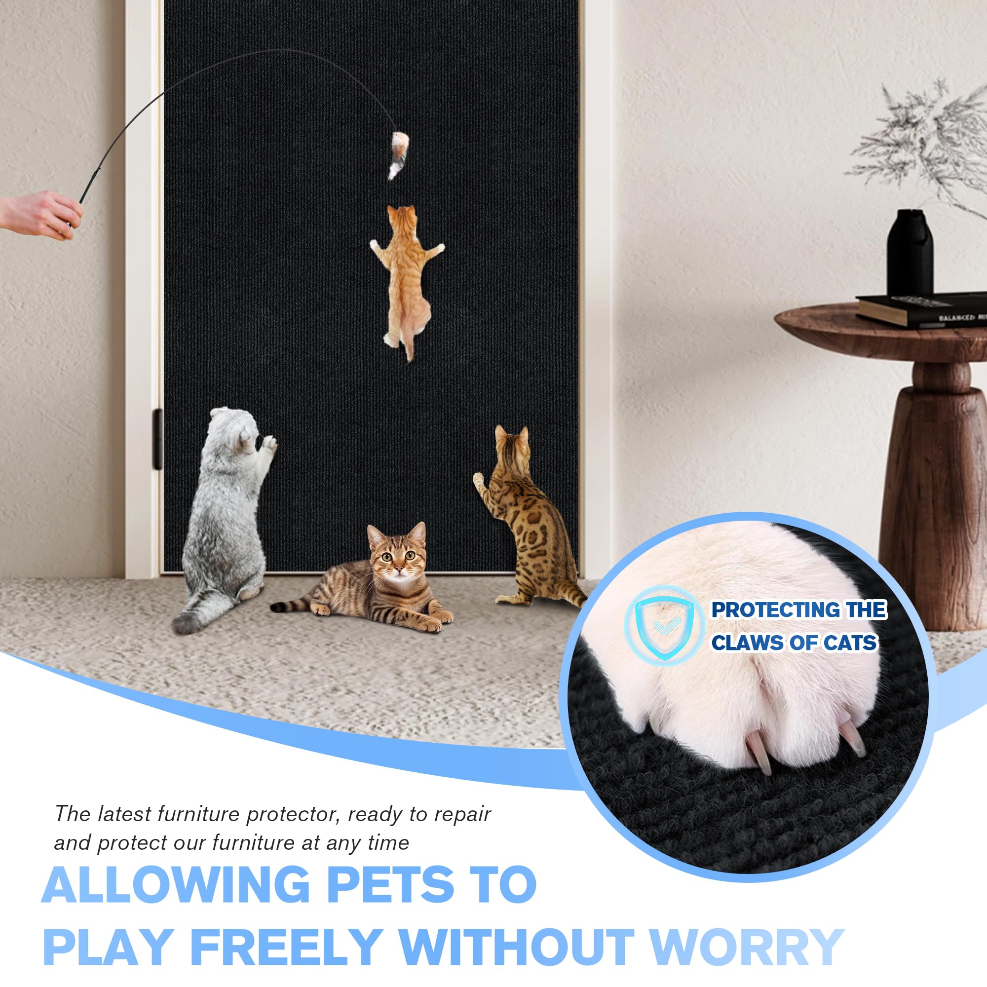 Cat Scratch Guards For Furniture 2Pack,39.3''X15.7'' Cat Scratch Mat Self-Adhesive Carpet Mat For Cat Tree,Cat Wall Shelves Cat