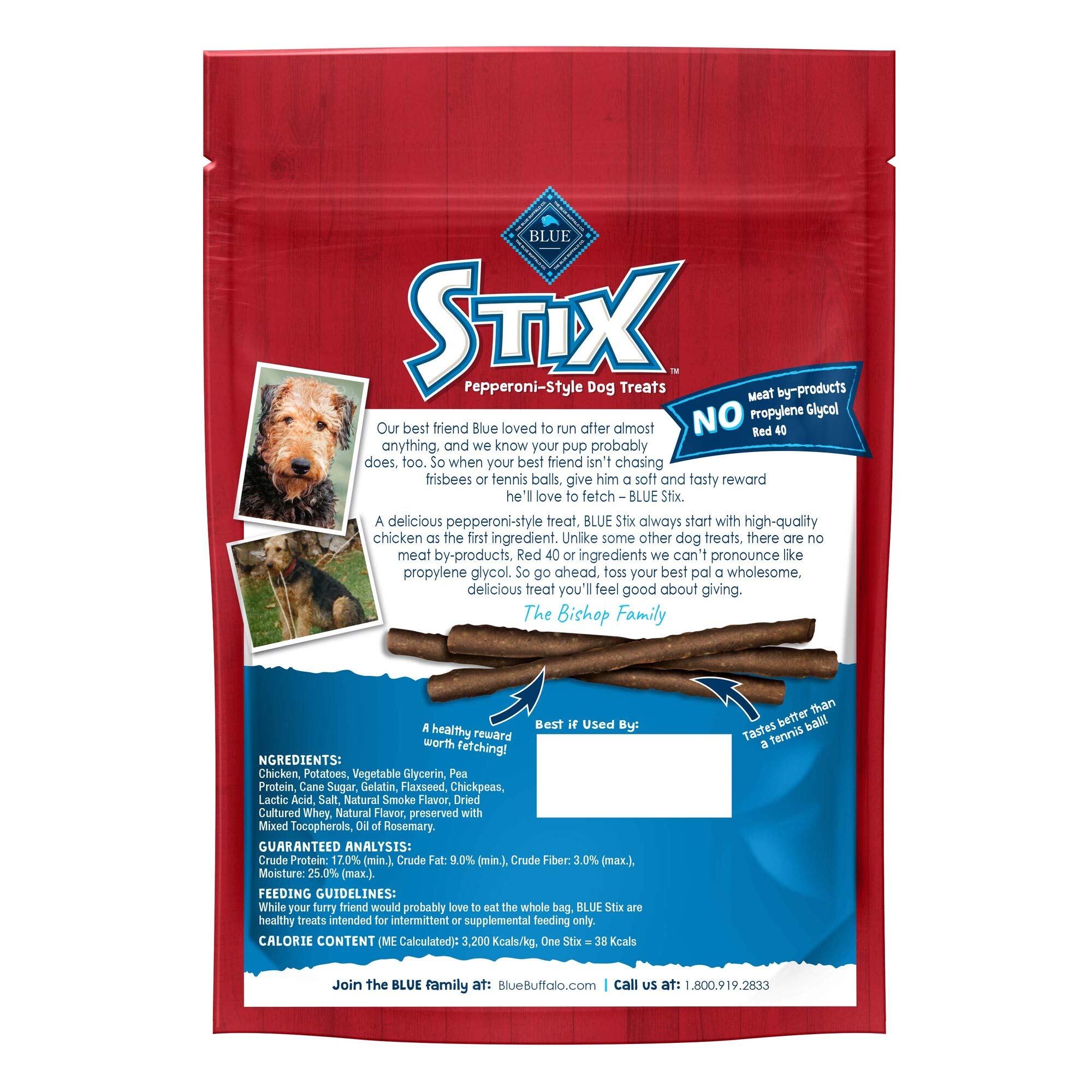 Blue Buffalo Stix Natural Soft Moist Dog Treats Chicken Recipe Bag