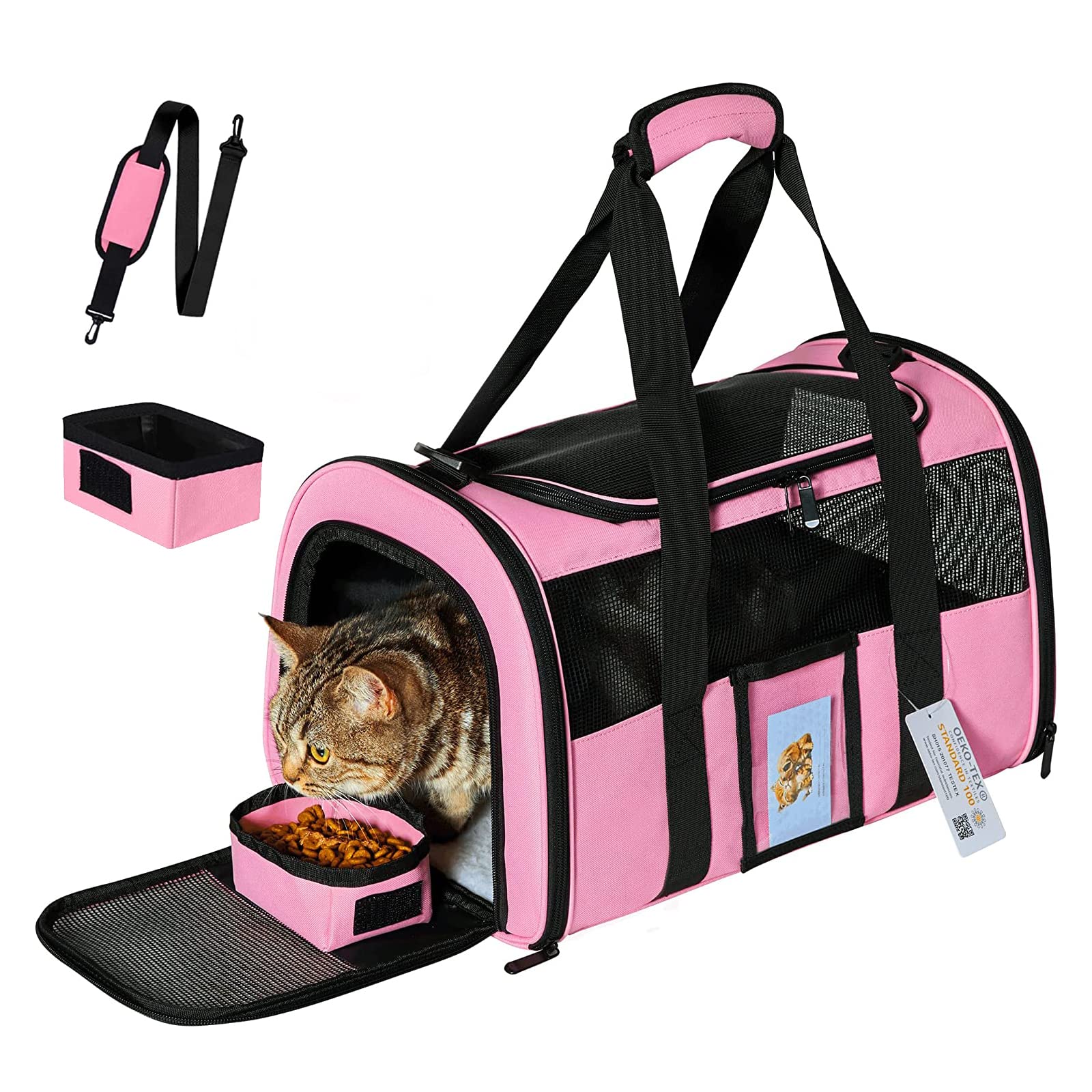 Seclato 20' Large Cat Carrier Soft Sided Carrier For Cats Under 25 Lbs, Folding Dog Carrier 20' Carrier For 2 Cats Travel Carr