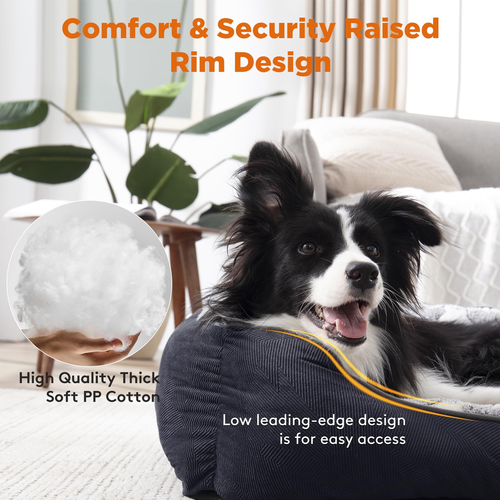 GASUR Rectangle Dog Bed for Large Dogs, Cozy Washable Bed Orthopedic Dog Sofa Bed, Sturdy Pet Cuddler Anti-Slip Bottom, Soft Cal