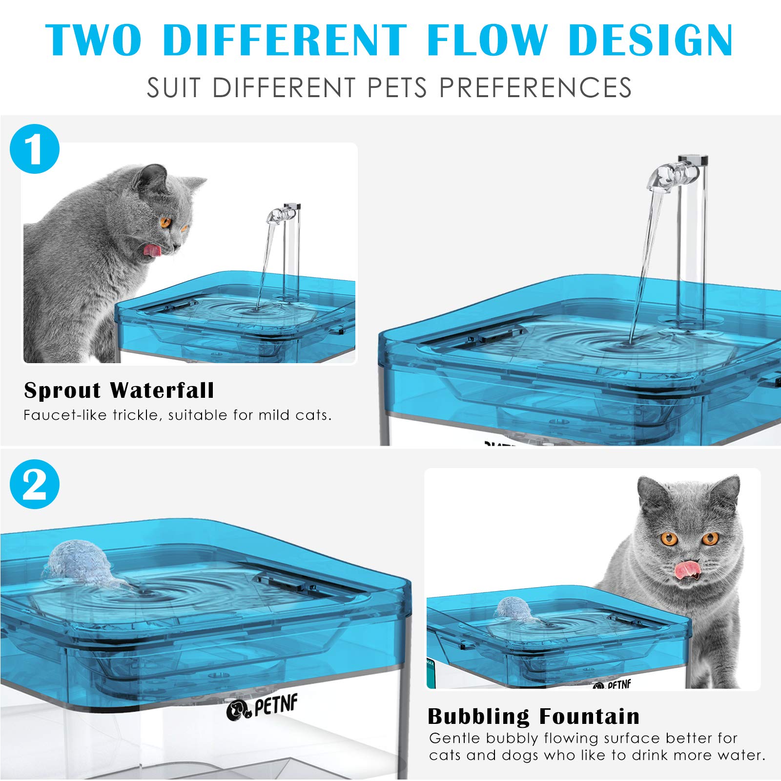 Cat Water Fountain, Pet Water Fountain 101Oz/3L Dog Cat Water Dispenser, Smart Pump With Led Light,Ultra Quiet Automatic Cat Dri