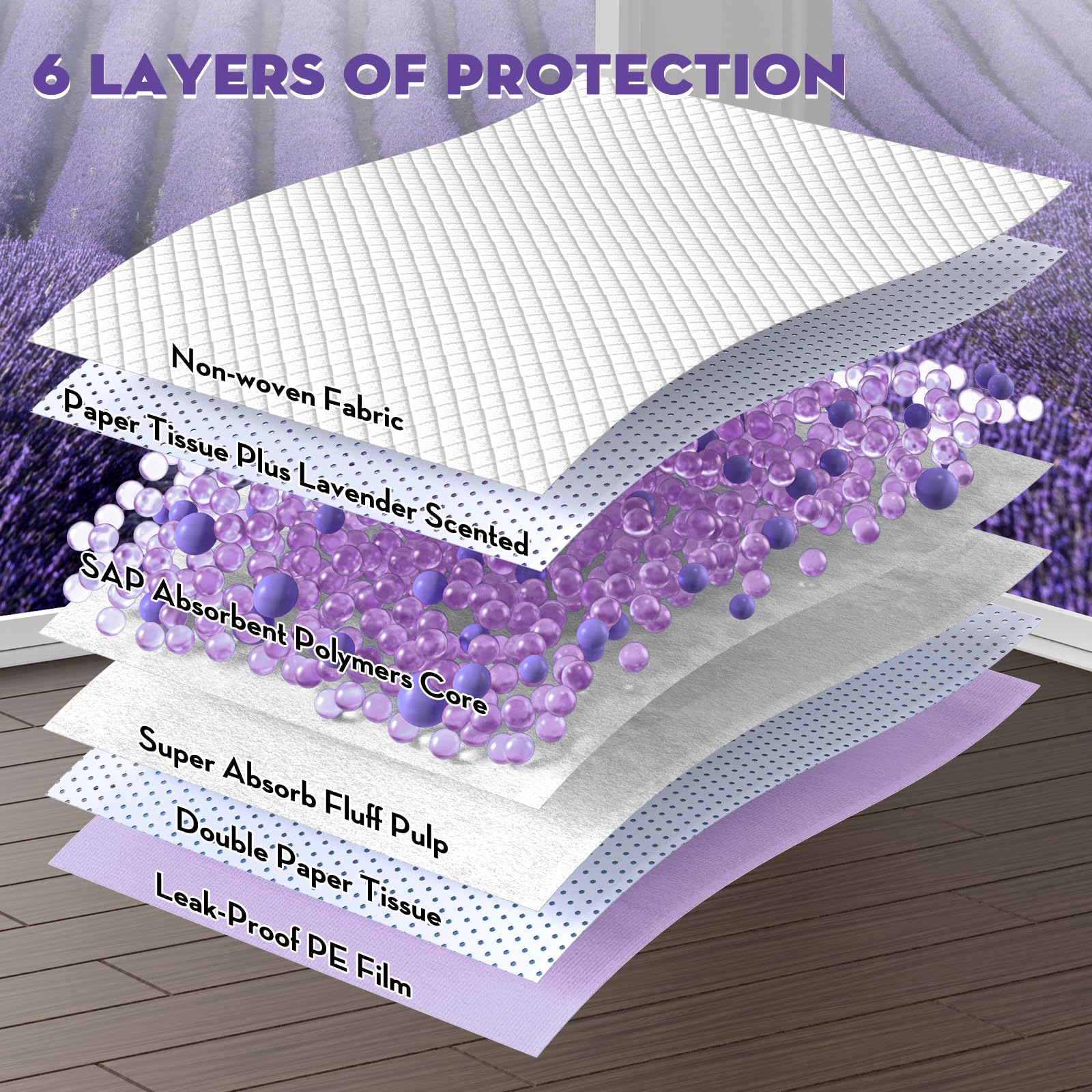 CROCI Dog Pads Lavender Scented 28x34in Large Pee Pads for Dogs with Odor Eliminating Puppy Pads Thicken Super Absorbent Up to 8