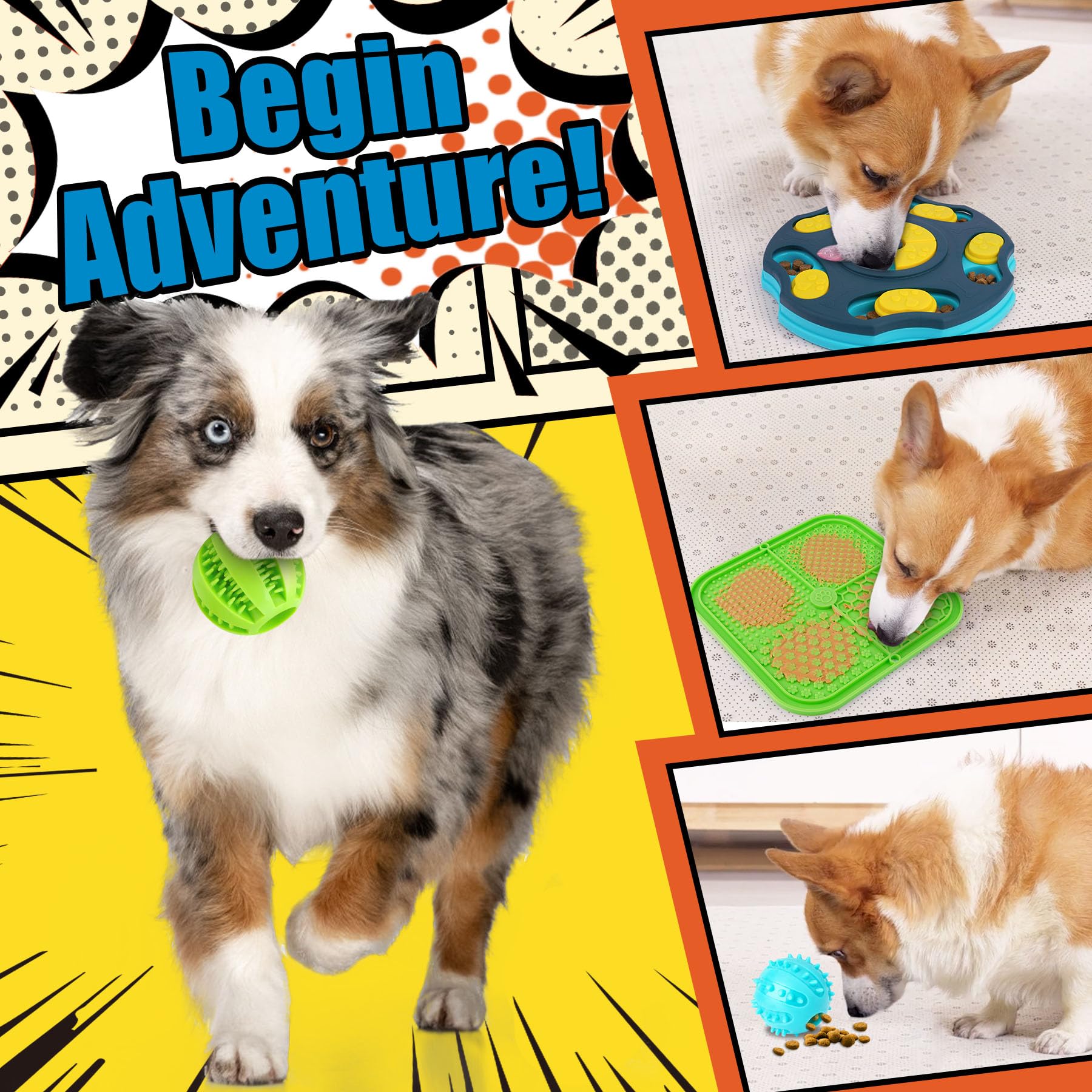 Forfon 9 Pack Engaging Dog Puzzle Toy Set - Mentally Stimulating Enrichment Toys for Small & Medium Dogs, Includes Lick Mat with