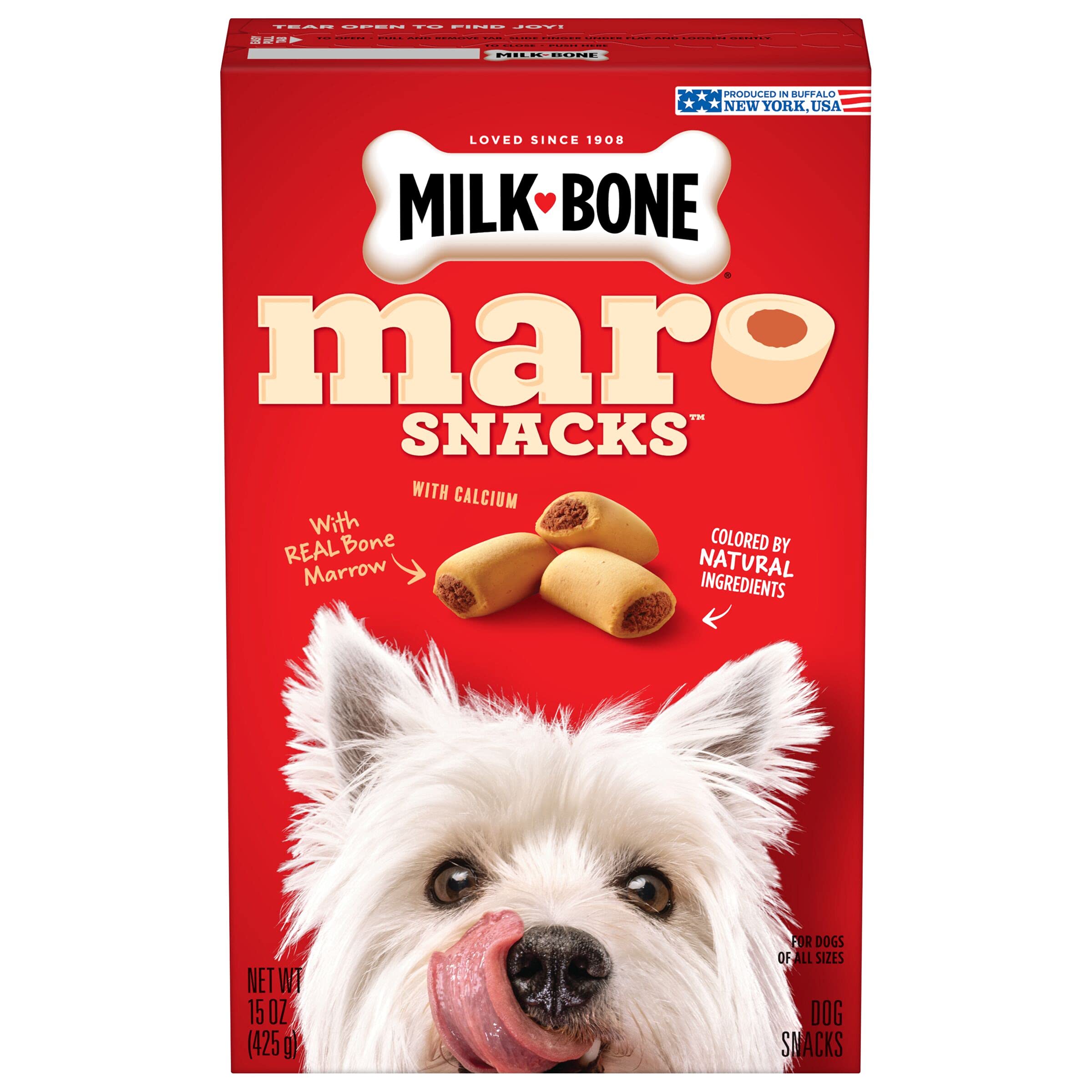 Milk-Bone MaroSnacks Dog Treats, Beef, 15 Ounce (Pack of 6) with Real Bone Marrow and Calcium