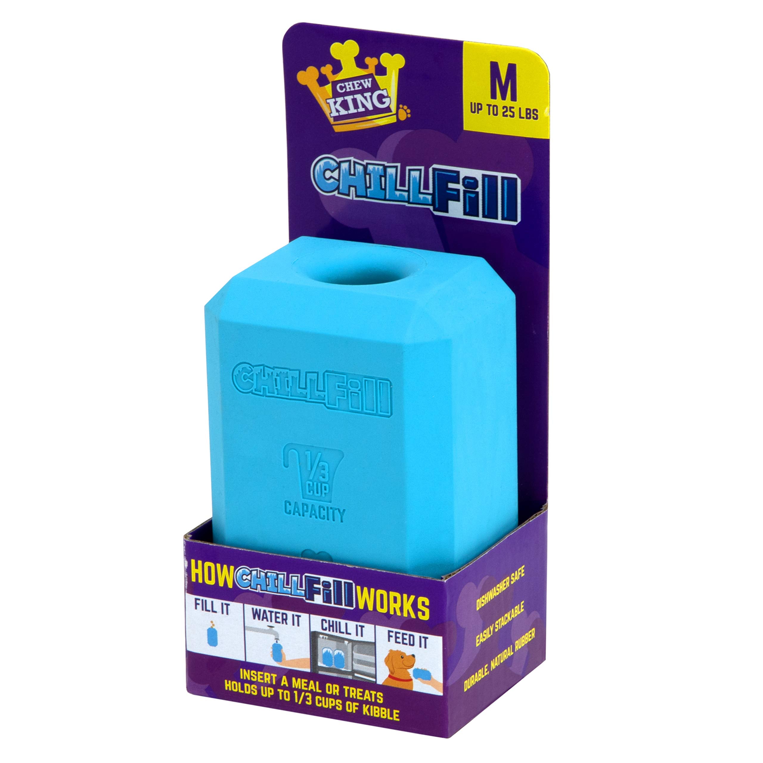 Chew King Premium Treat Dog Toy, Medium, Extremely Durable Natural Rubber Fillable Toy Collection, Frozen Feeding, All Breed Siz