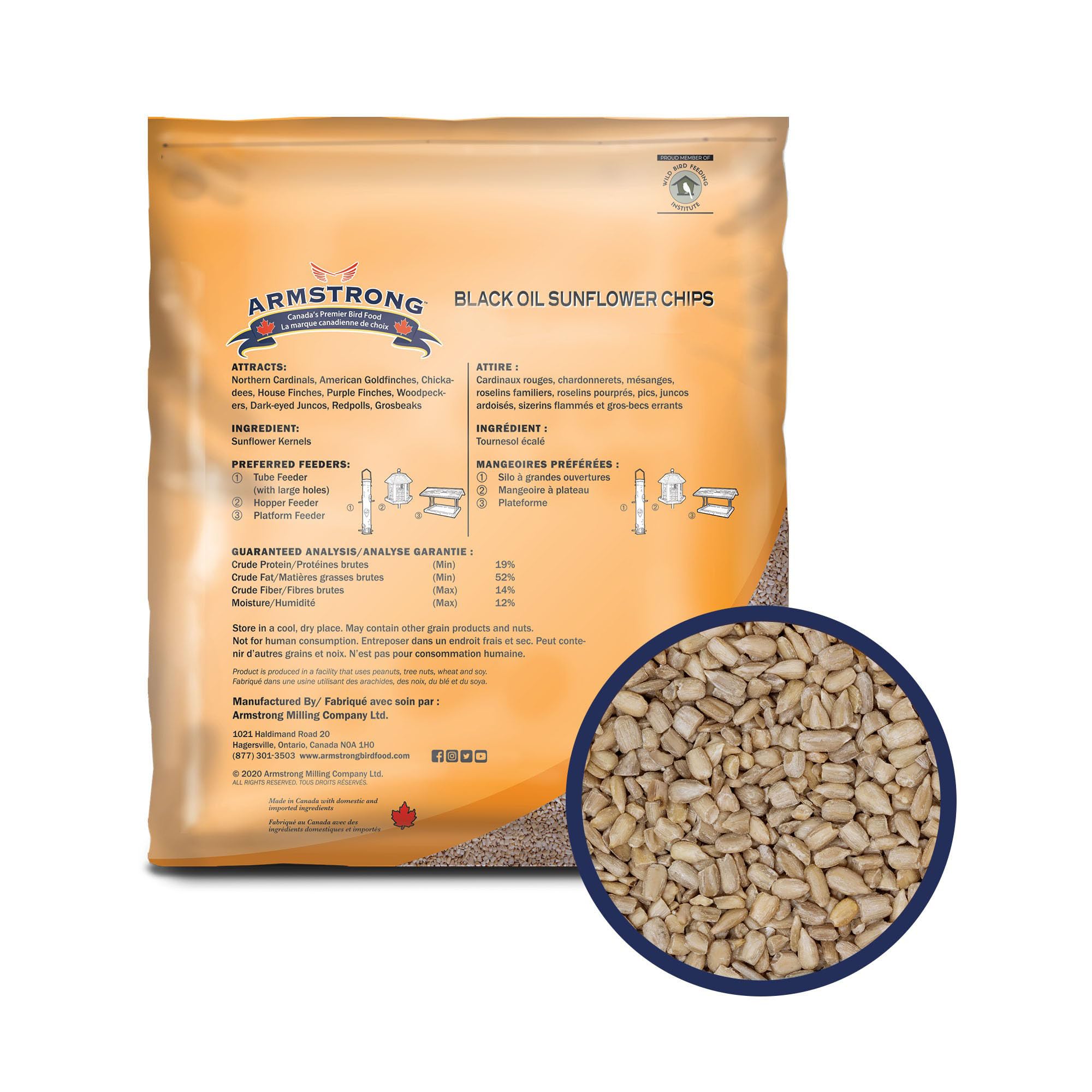 Armstrong Wild Bird Food Black Oil Sunflower Chips, 4 Pounds - for Northern Cardinals, American Goldfinches and Black-Capped Chi
