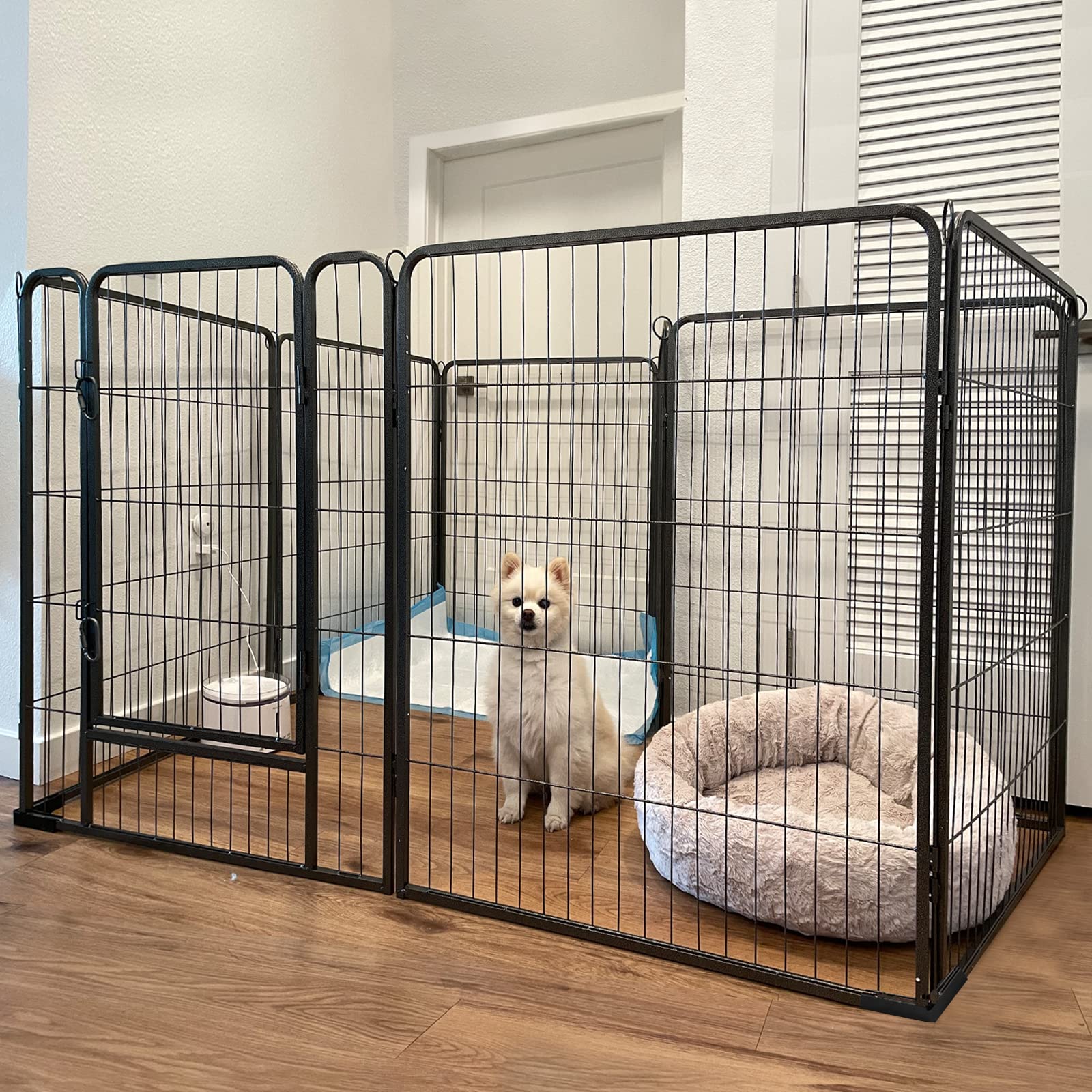 Dog Playpen Indoor & Outdoor Foldable Pet Exercise Fence Pen With Door Gate,Dog Kennels For Small/Medium/Puppy Dogs,Rabbits (8 P