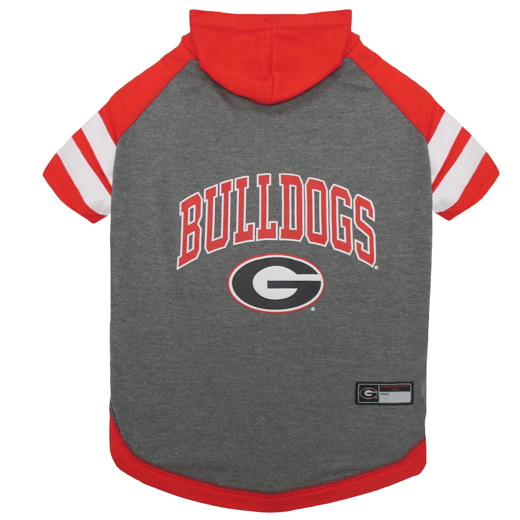 NCAA GEORGIA BULLDOGS HOODIE for DOGS & CATS, LARGE COLLEGIATE Licensed DOG HOODY Tee Shirt. Sports HOODY T-Shirt for Pets. COLL