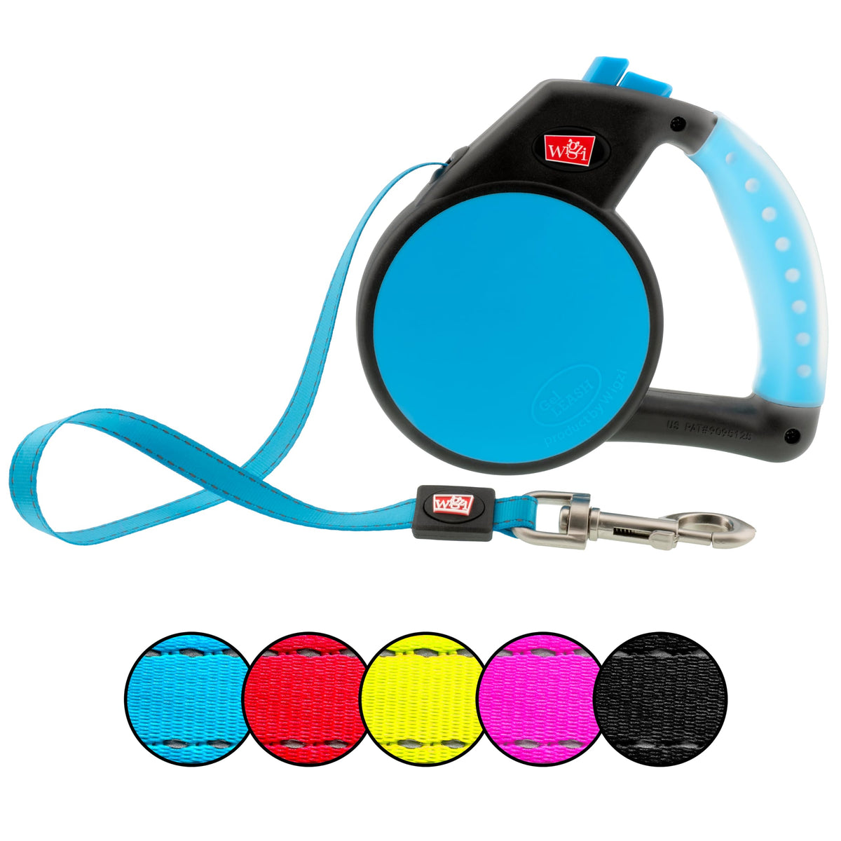 Wigzi Lrggl-Bl Retractable Gel Pet Leash, Blue, Large