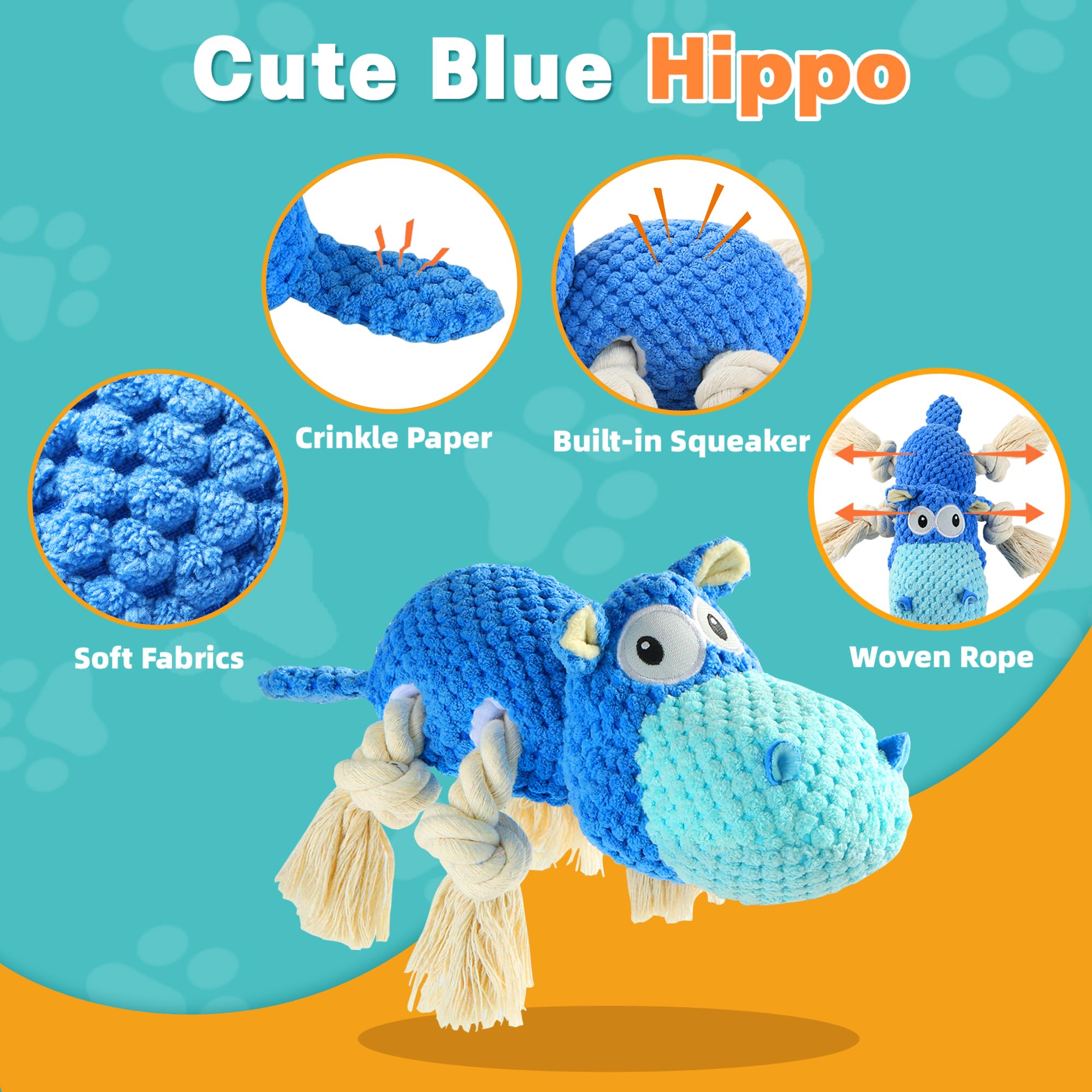 Tooptate Dog Toys For Aggressive Chewers - Dog Toys To Keep Them Busy Squeaky Dog Toys For Large Dogs (Blue, Medium)