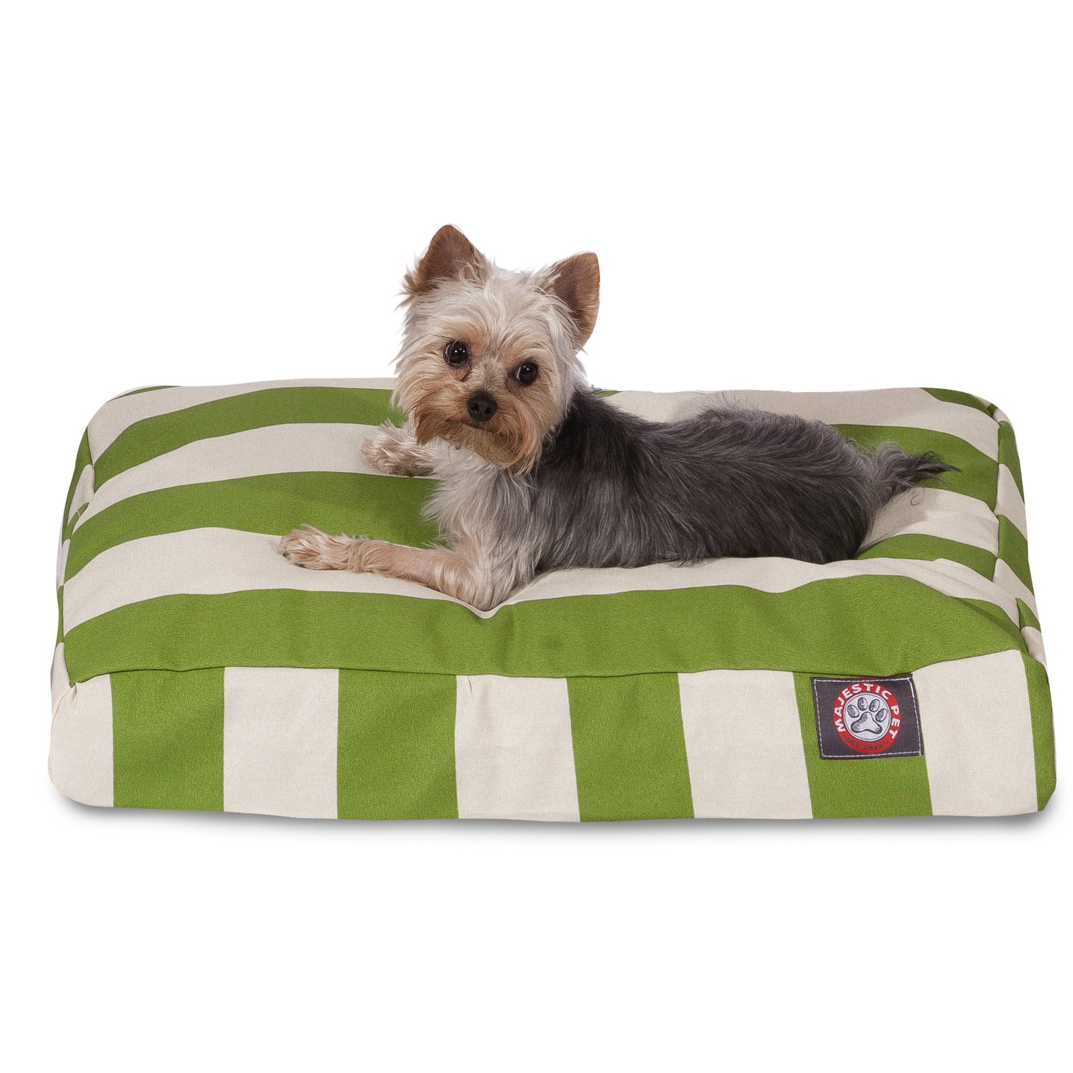 Sage Vertical Stripe Small Rectangle Indoor Outdoor Pet Dog Bed with Removable Washable Cover by Majestic Pet Products