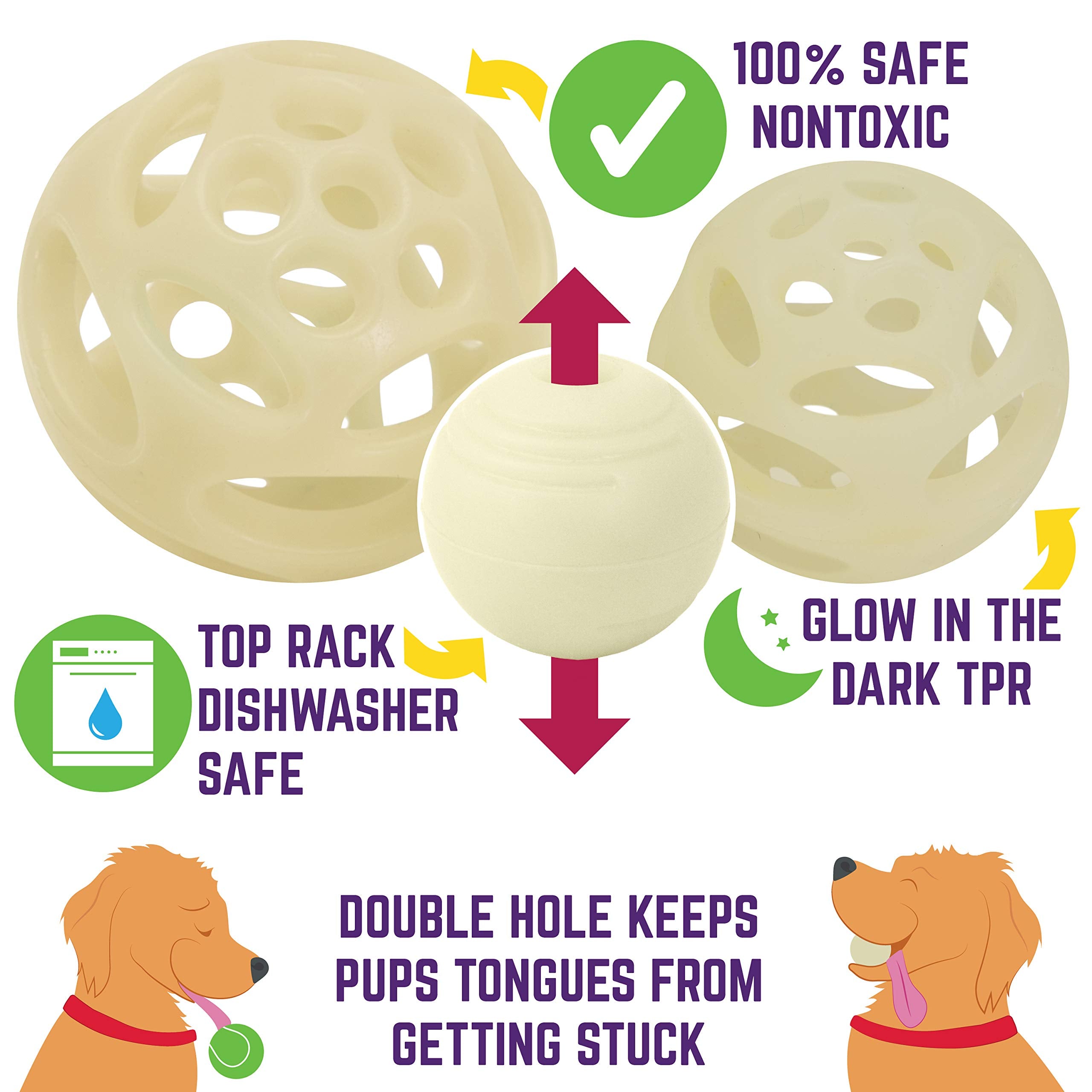 Chew King Glowing Fetch Ball, Dog Ball Toys, Ball Combo