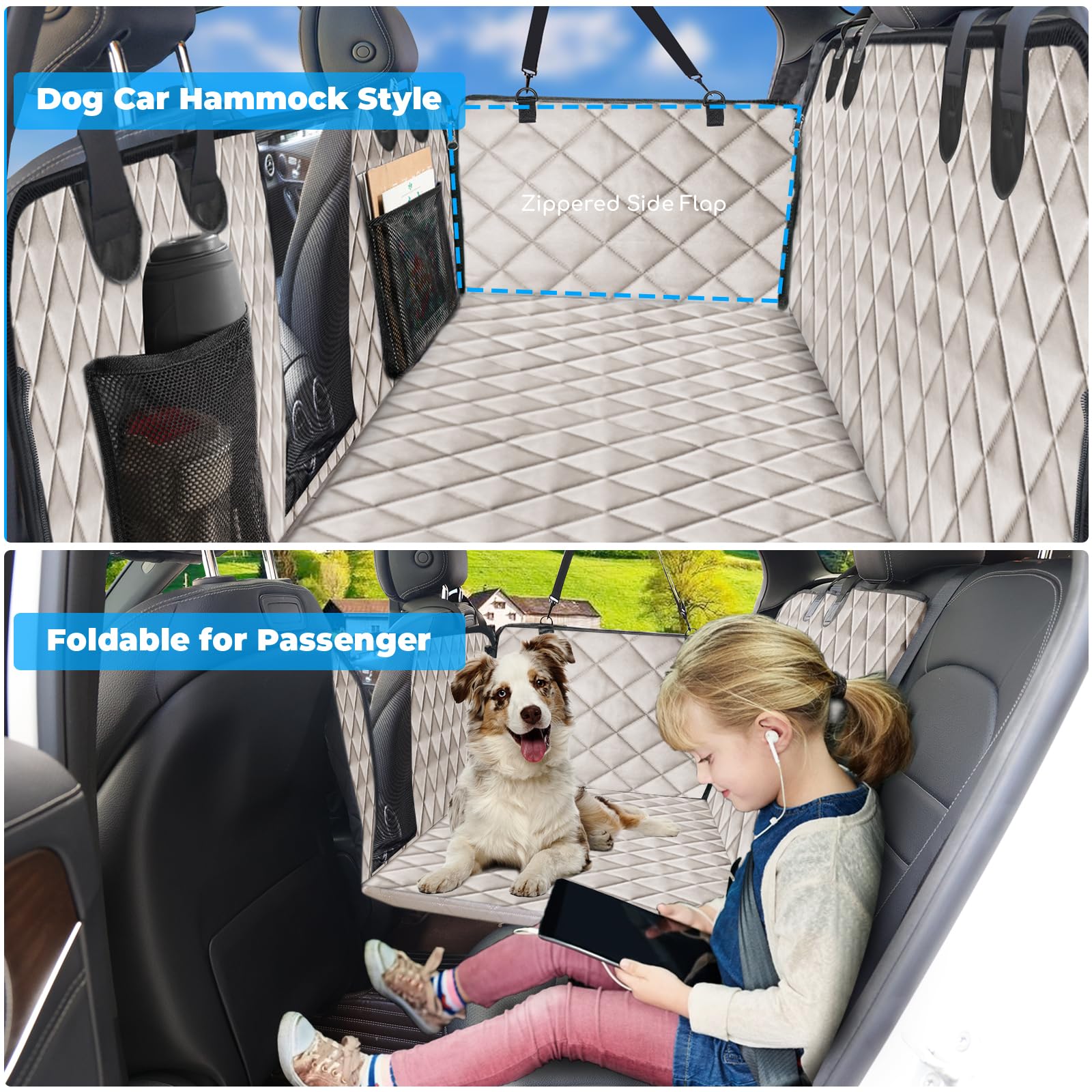 Urpower Xl Dog Back Seat Extender For Crew Cab Truck, Hard Bottom Dog Car Seat Cover Waterproof Dog Car Hammock Pet Backseat Bed, Pet Truck Accessories For F150 / Ram 1500/ Tundra Crew Cab