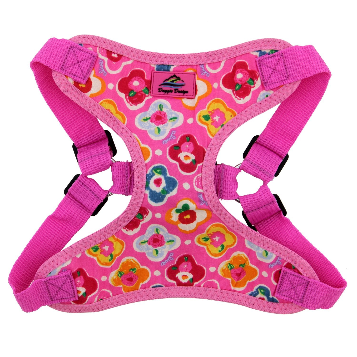 DOGGIE DESIGN Soft Lightweight Wrap and Snap Choke Free Dog Harness - Maui Pink (S)