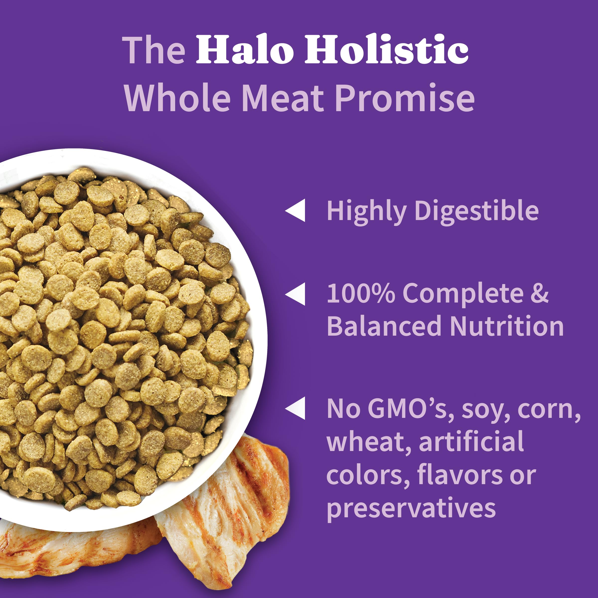 Halo Holistic Small Breed Dog Food, Cage Free Chicken & Brown Rice Recipe, Healthy Grains Dry Dog Food, Complete Digestive Healt