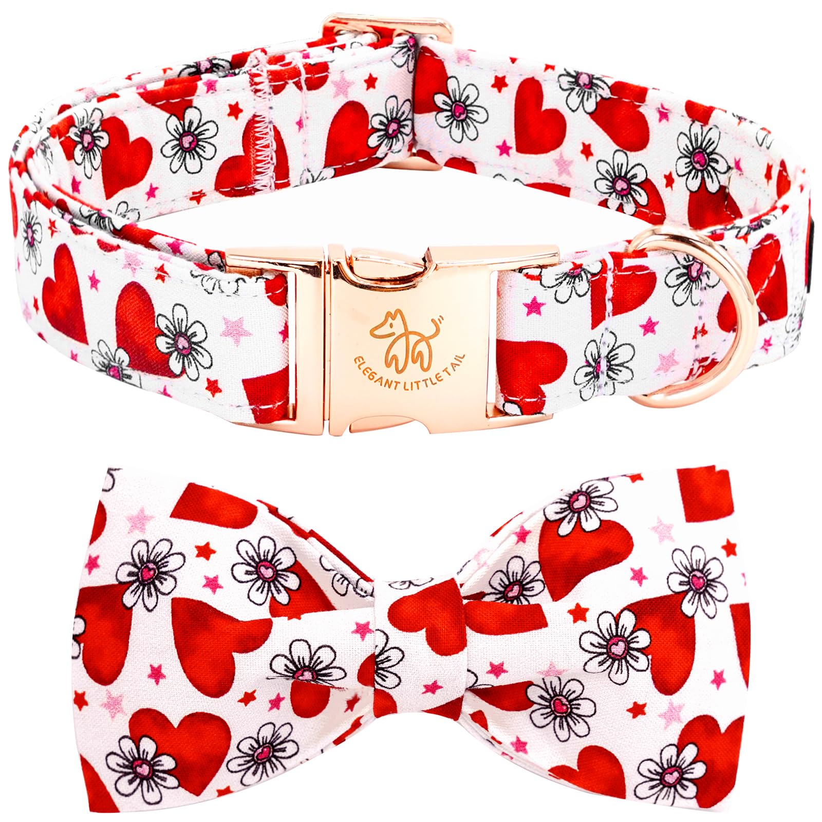 Elegant little tail Valentine's Dog Collar, Cute Pink Heart Dog Collar Soft Dog Collar Puppy Collar Female or Male Adjustable Co