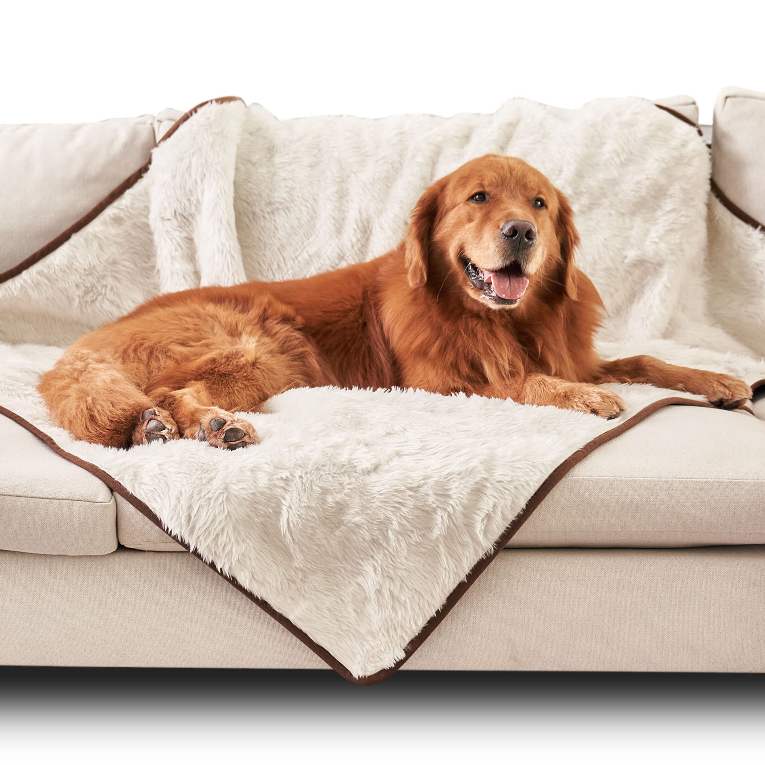 Paw Brands Waterproof Pet Blanket - Fancy Cool Comfort Throw Blanket - 60In X 50In Machine Washable Dog Blankets For Giant Dogs And Pets, Faux Fur And Ultra-Soft Microsuede, Throw Blanket For Couch