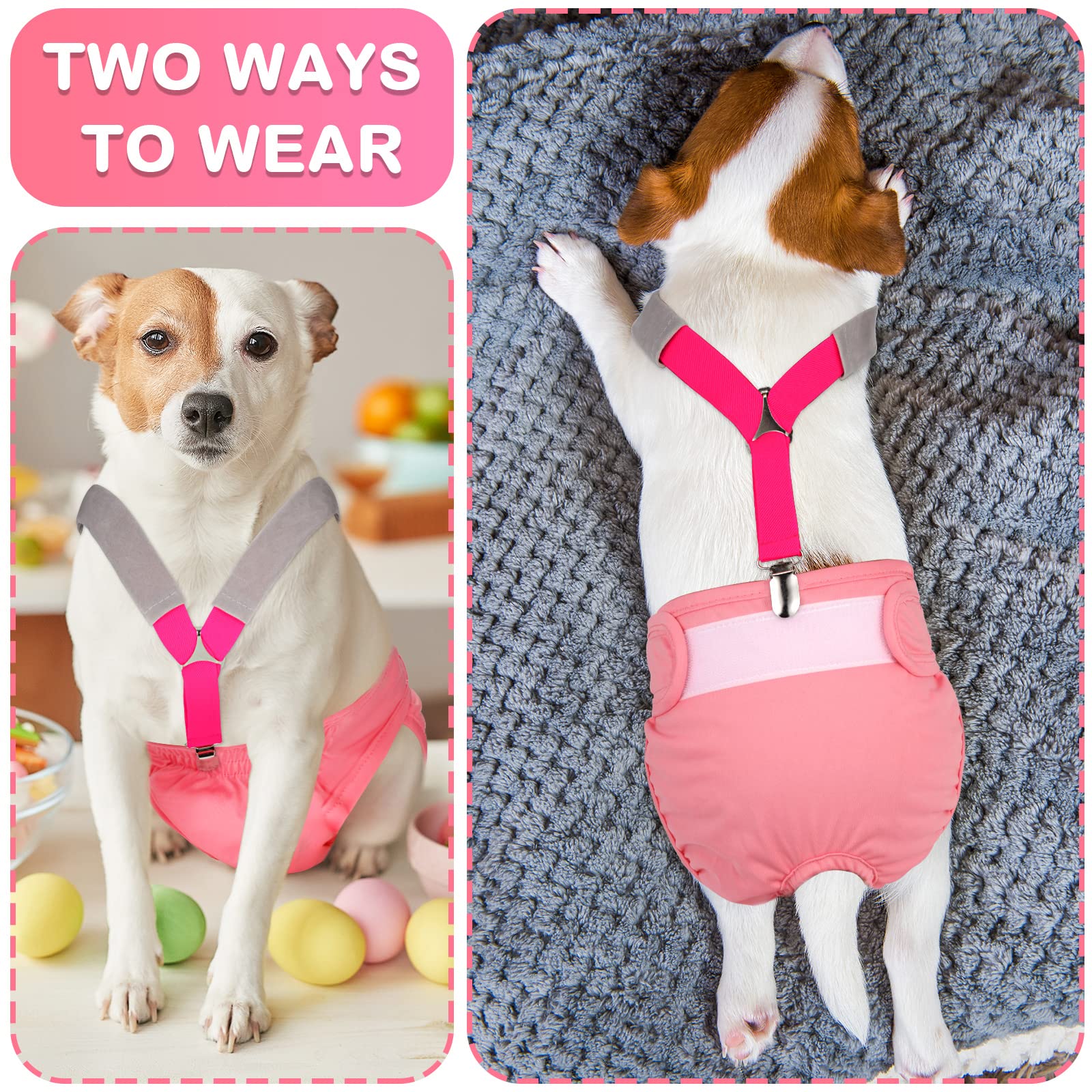 2 Pieces Dog Diaper Suspenders Belly Bands Canine Harness Keep Diaper On Your Dog For Small Medium And Large Dogs (Black, Pink,Small)