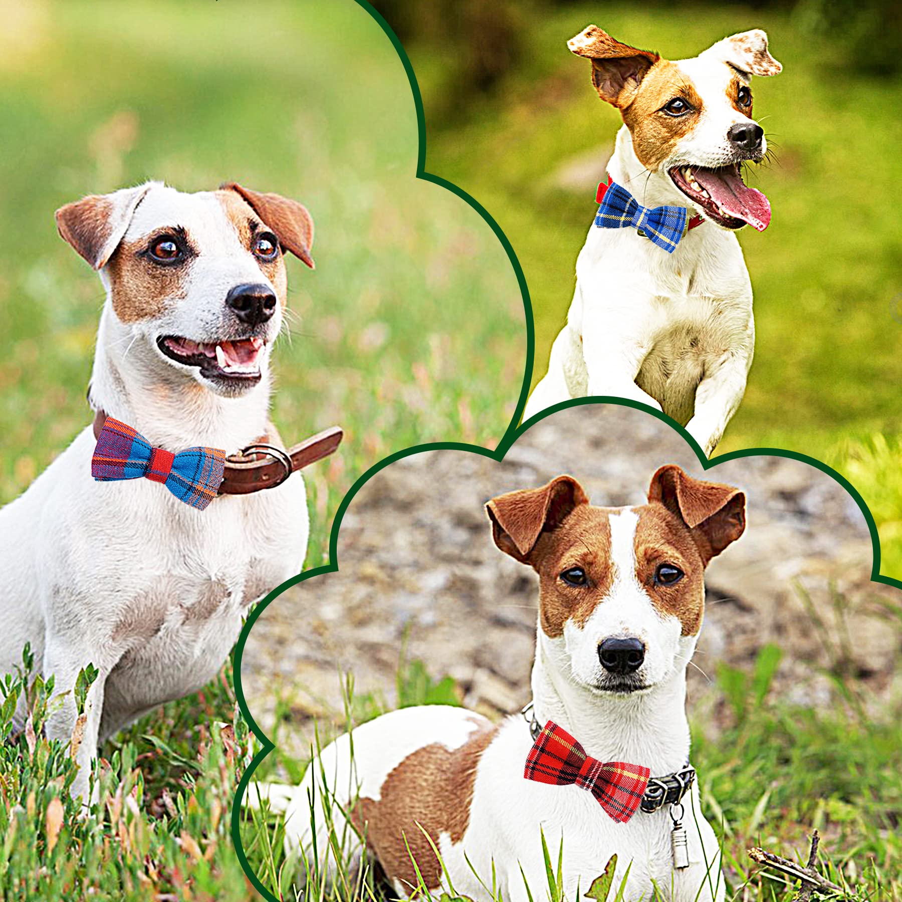Pet Show 8Pcs Plaid Small Dogs Collar Bow Ties Puppies Cats Collar Charms Accessories Slides Attachment Bowties For Birthday Wed
