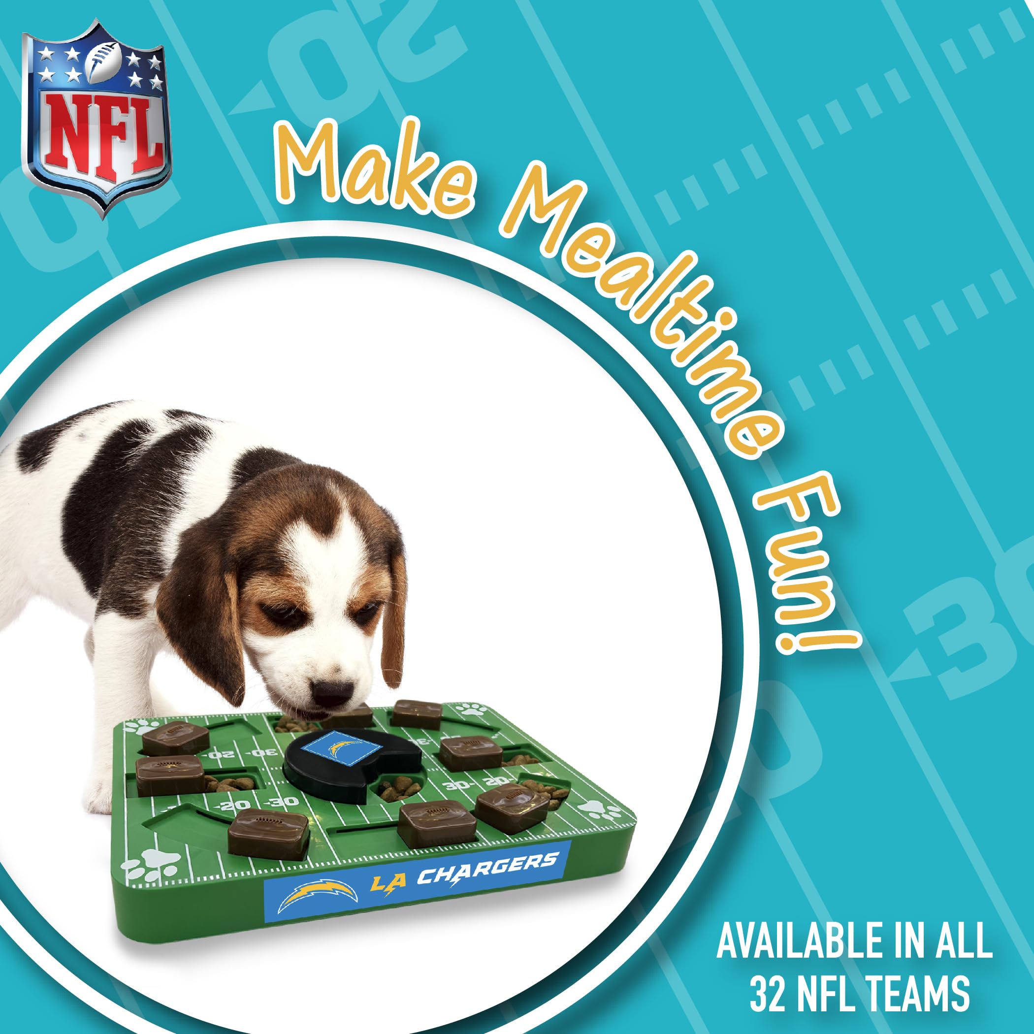 Pets First Nfl Los Angeles Chargers Puzzle Toy - Interactive Dog Puzzle Treat Toy