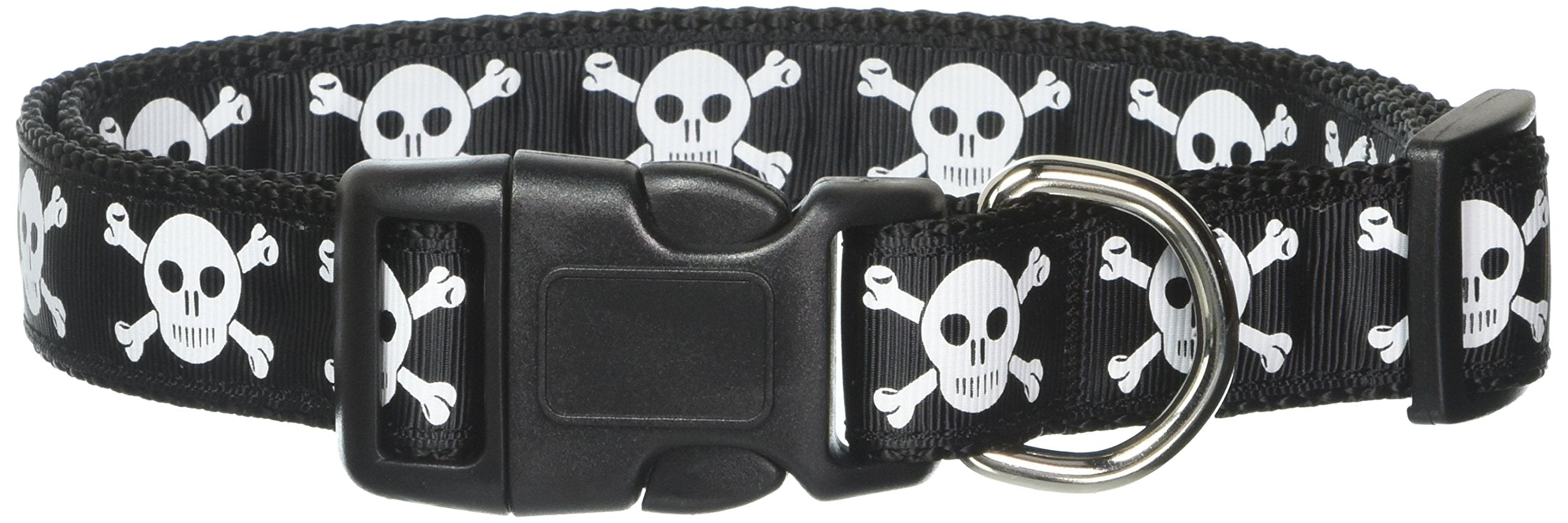 Mirage Pet Products Skulls Nylon Ribbon Dog Collar, Large