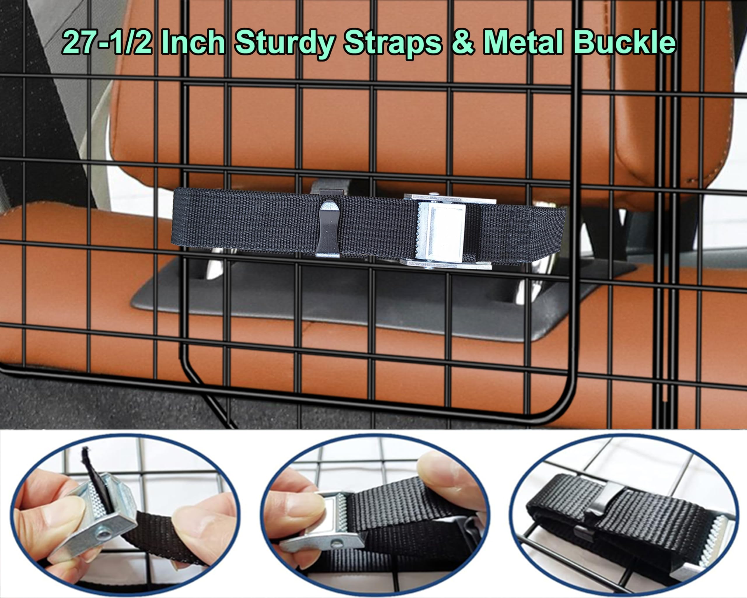 Casimr Dog Car Barrier For Suvs, Vehicles, Trucks, Cars, Adjustable Pet Divider Cargo Area Universal-Fit, Folding Design For Eas