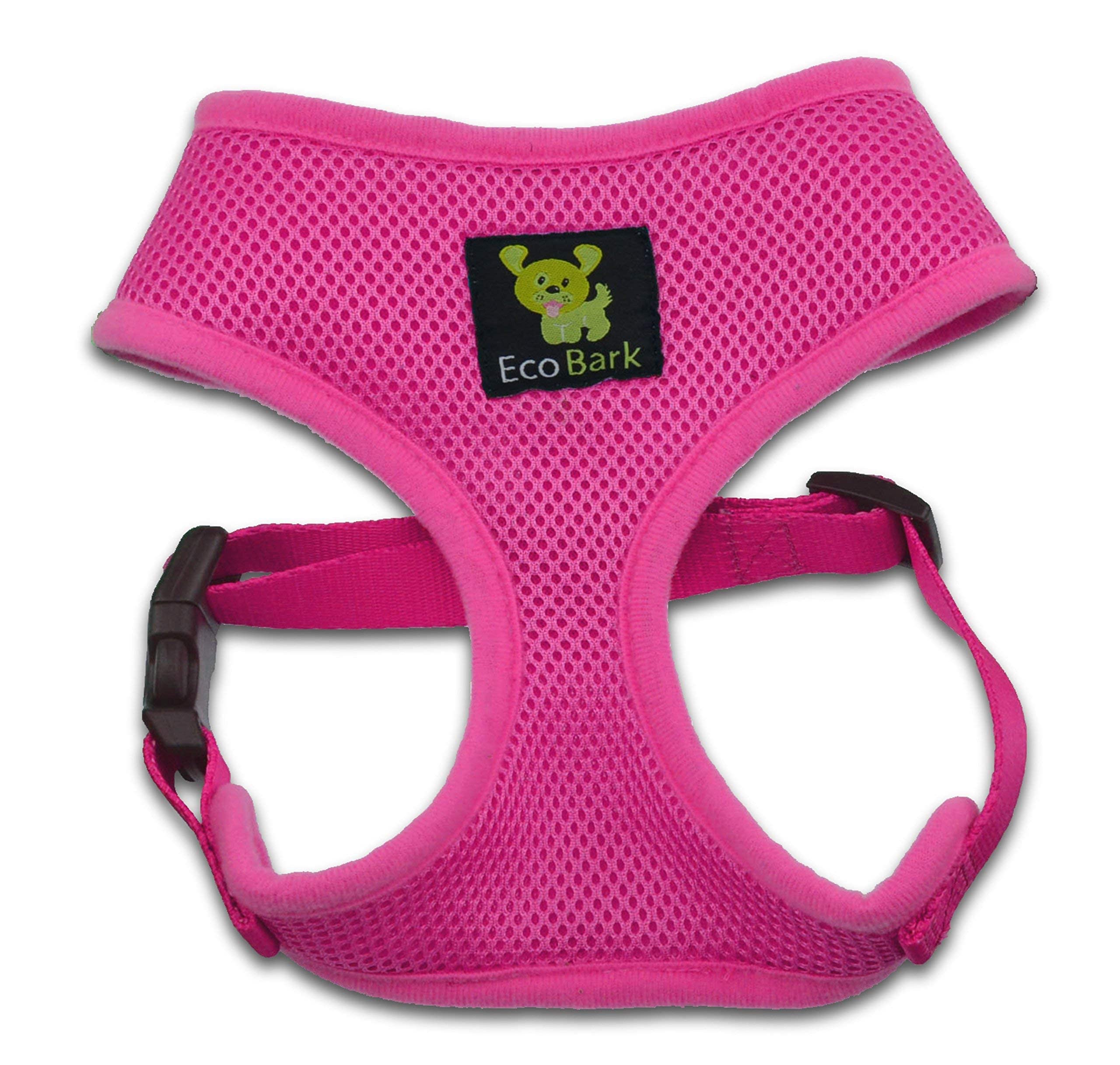 Ecobark Dog Harness - Eco-Friendly Max Comfort Harnesses - Luxurious Soft Mesh Halter - Over The Head Harness Vest- No Pull And No Choke For Puppy, Small Breeds & Medium Dogs (Large, Fuchsia Pink)