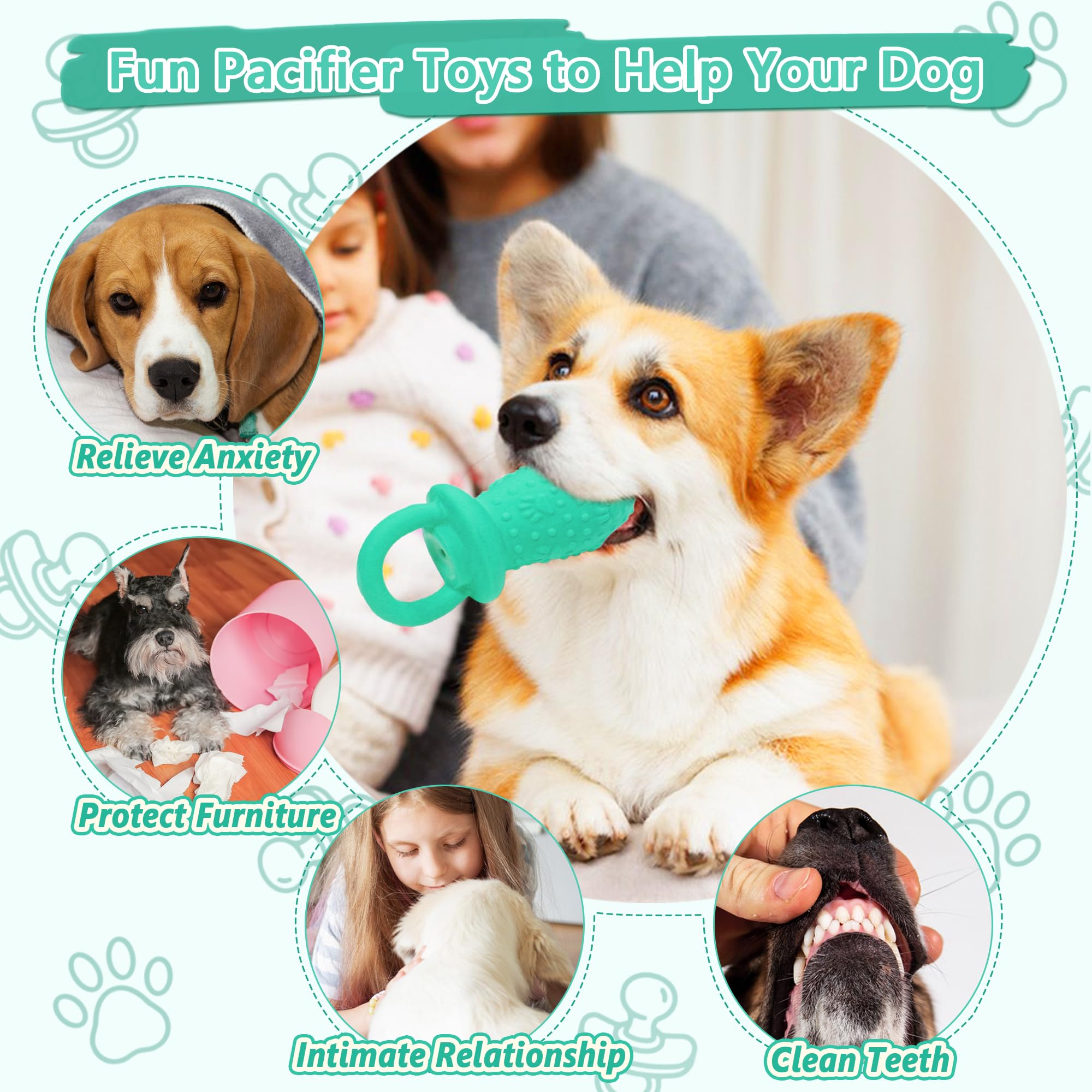 Llspet Latex Chew Dog Toys, Novelty Squeaky Pacifier Dog Toys, 5.2'' Durable Pacifier Dog Chew Toys For Small And Medium Dogs (G