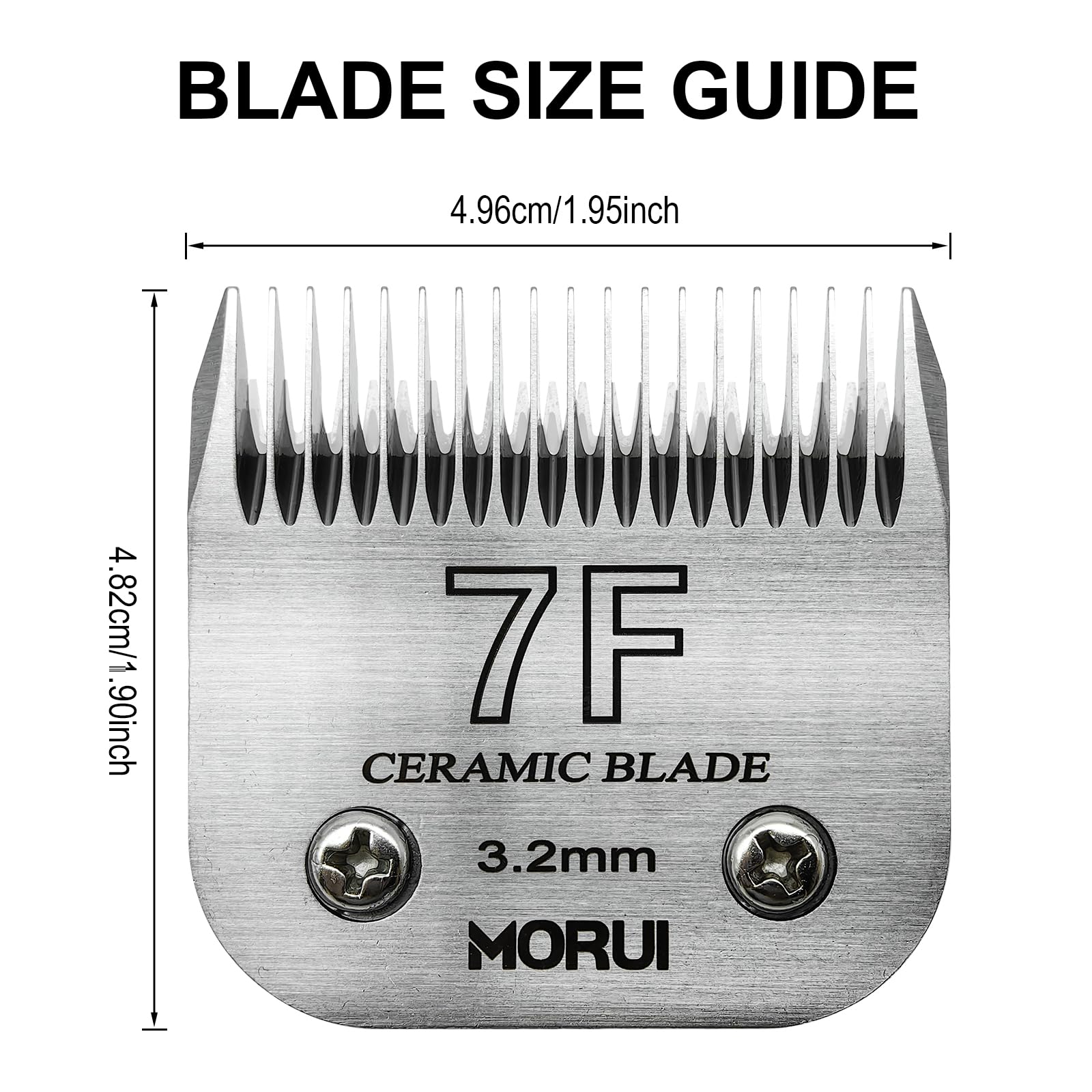 Morui 7F Cut Length 1/8''(3.2Mm) Detachable Ceramic Pet Dog Clipper Blades Compatible With Most Andis,Oster A5 Wahl Km Series Cl