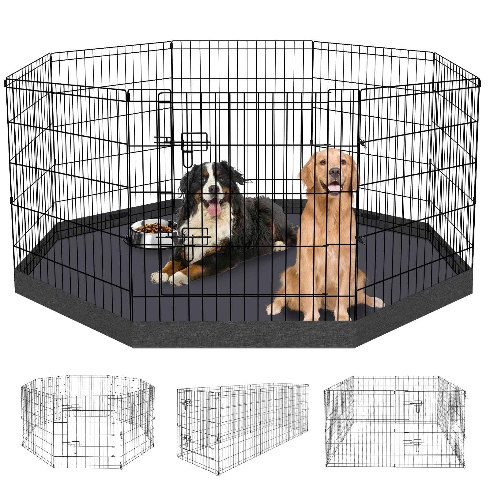 Dog Pen Pet Playpen Dog Fence Indoor Foldable Metal Wire Exercise Puppy Play Yard Pet Enclosure Indoor Outdoor 8 Panels 30 Inch 