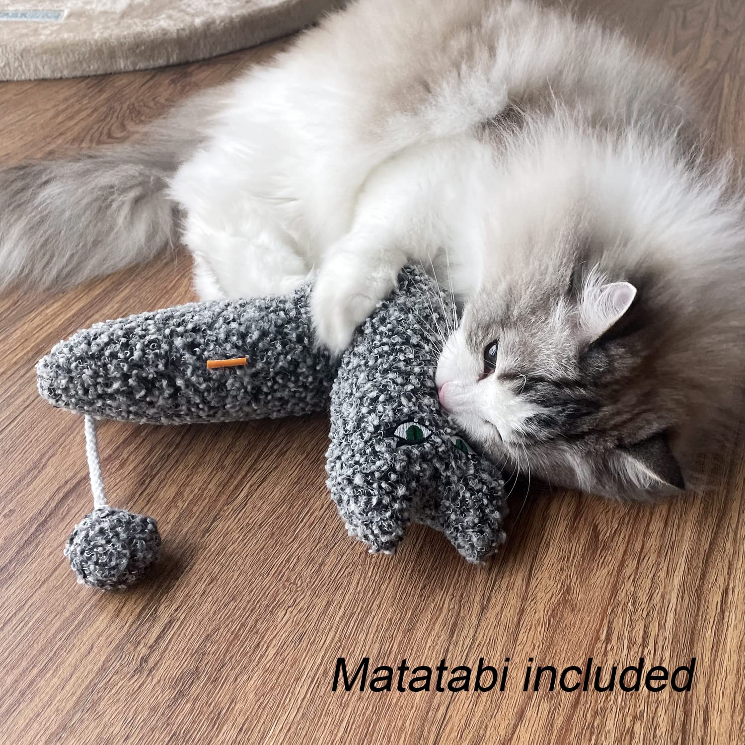TTcat Catnip Silvervine Matatabi Pillow for Cats & Kittens,Cat Kicker Toy,Large Size Cat Pillow Soothing Plush Cat Toy(Grey).