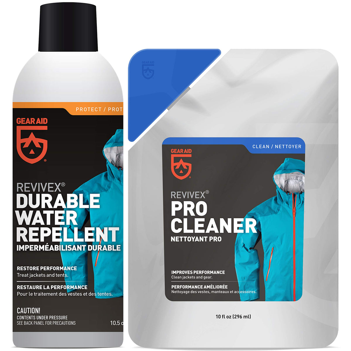 Gear Aid Care Kit With Revivex Pro Cleaner And Revivex Durable Water Repellent Spray, Clear, 10 Oz Pack  105 Oz Pack