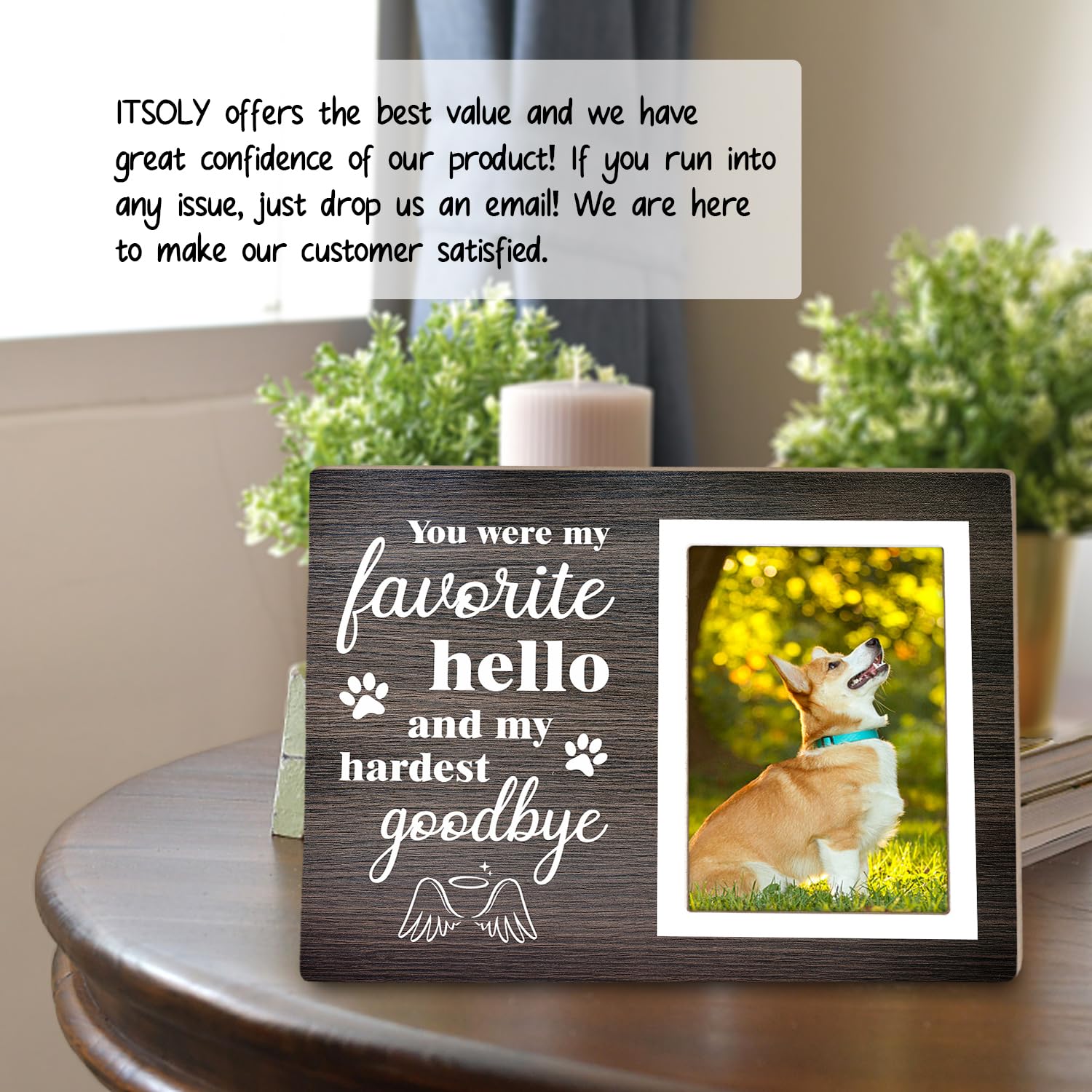 Itsoly Dog Memorial Picture Frame, Pet Cat Memorial Wooden Photo Frame, Photo Frame Gift For Dog Owners Sympathy For Loss Of Pet