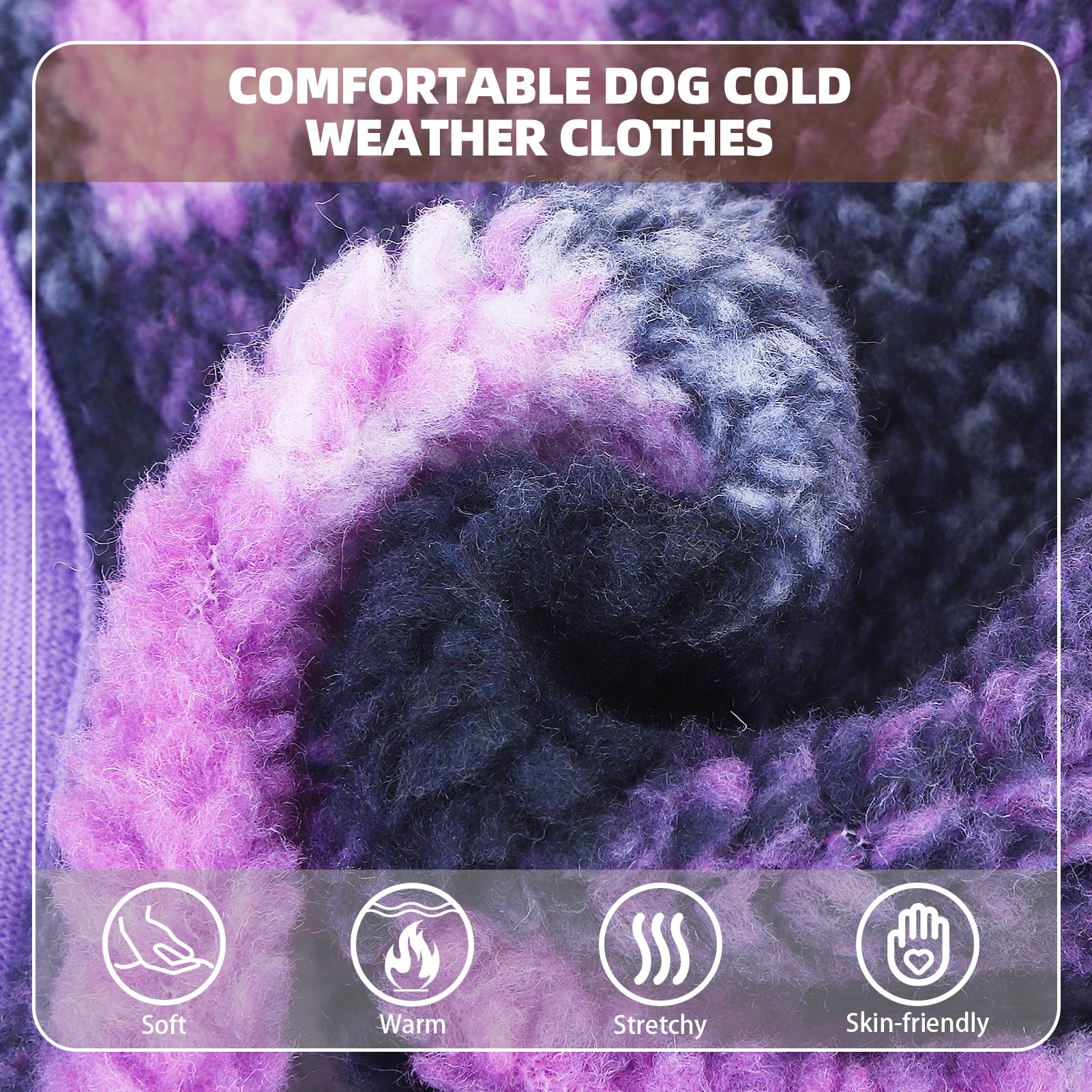 PUPTECK Dog Hoodie Puppy Sweatshirt Warm Dog Sweater Winter Clothes Cold Weather Coats for Small Medium Large Dogs, Purple, M