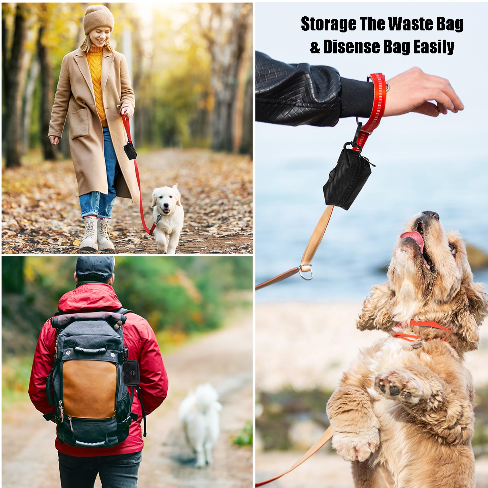 Hilihali Dog Poop Bag Holder For Leash Attachment Dog Poop Bag Dispenser Dog Waste Bag Dispensers Dog Poop Bag Holders Fit Dog L
