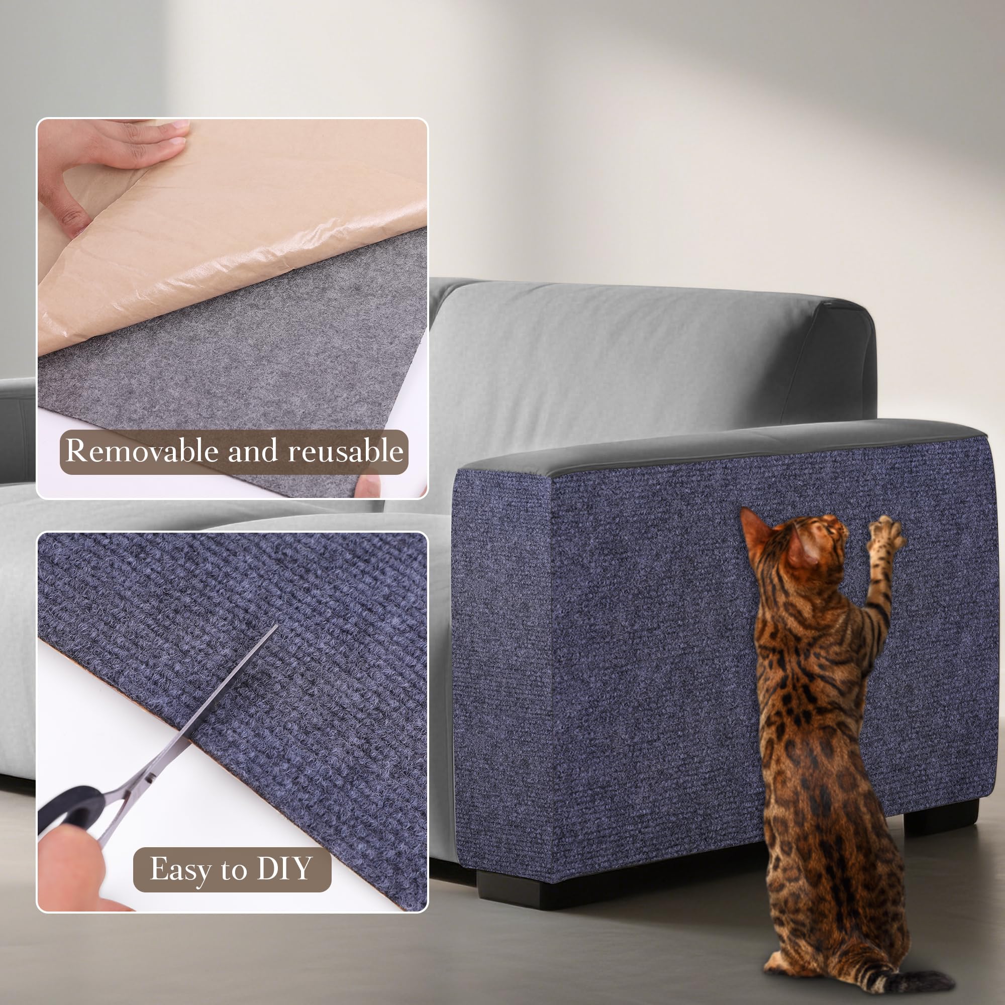 Cat Scratch Mat Self-Adhesive Trimmable Cloth Couch Furniture Protector Anti-Scratch Cover Diy Climb Cat Scratcher For Wall Prot