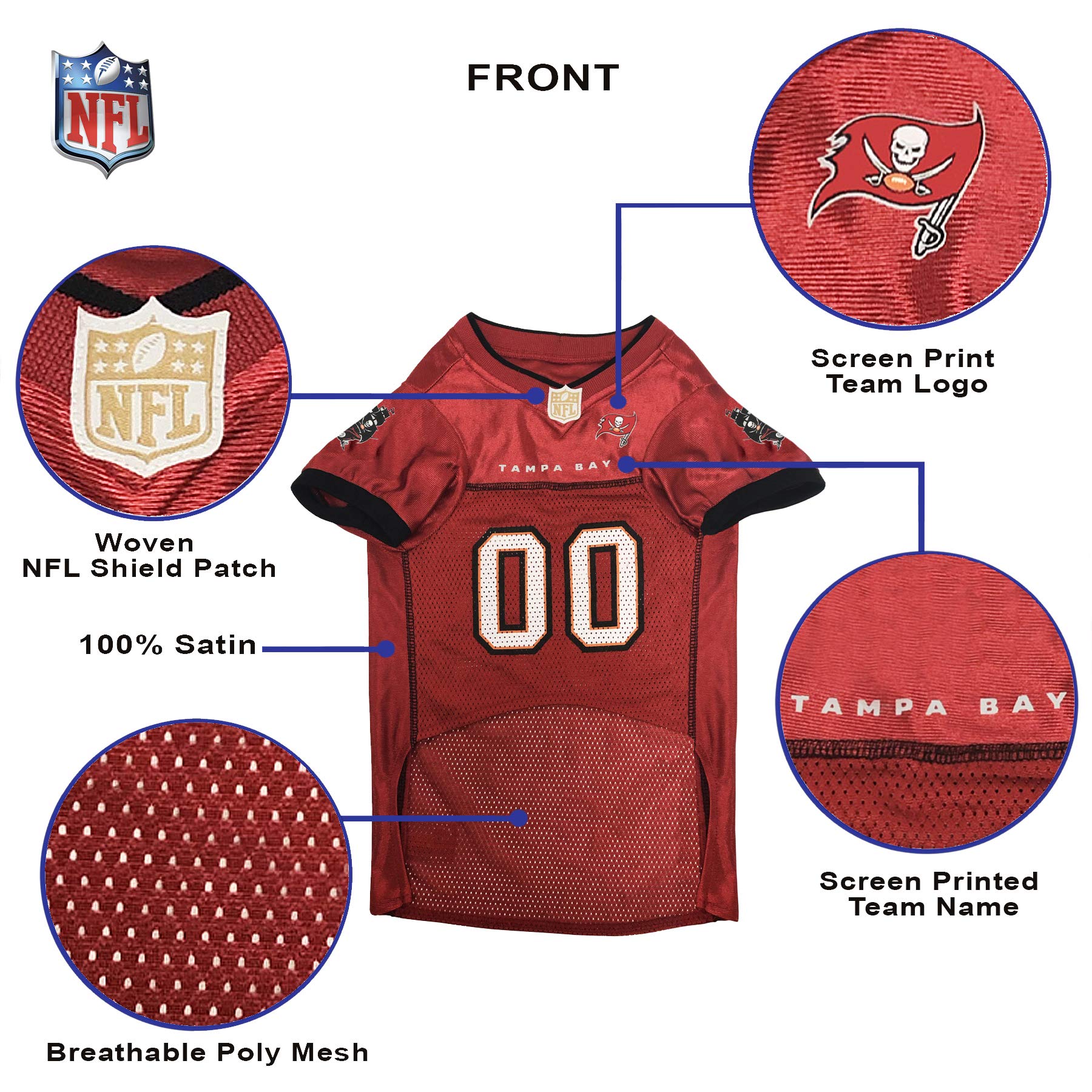 NFL Tampa Bay Buccaneers Red Mesh Pet Football Jersey (Medium)