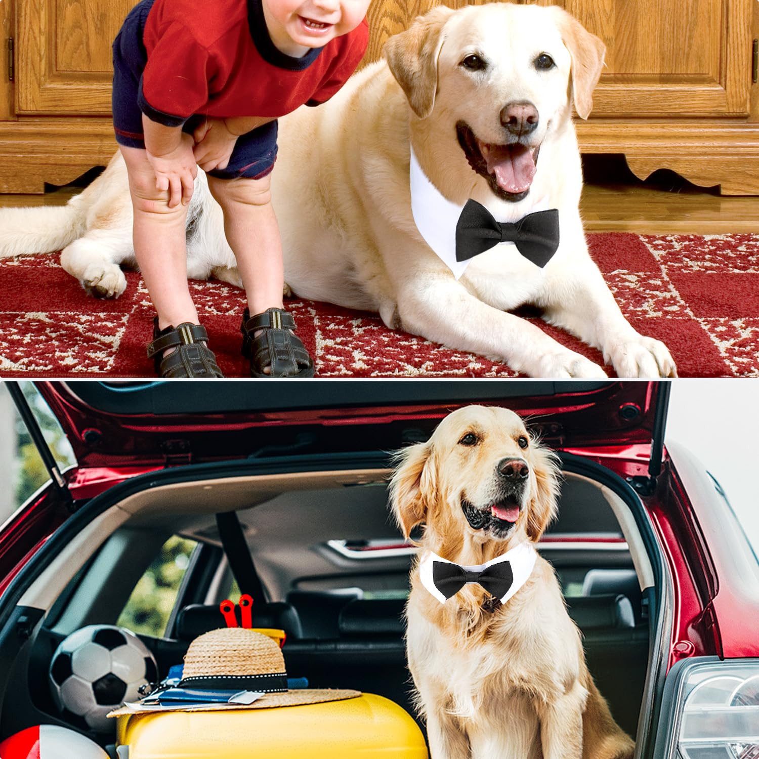 Segarty Dog Bow Tie, Adjustable Black Bowtie Collar For Extra Large Dogs, Dog Neck Tie Tuxedo Comfortable Cotton Boy Pets Groomi