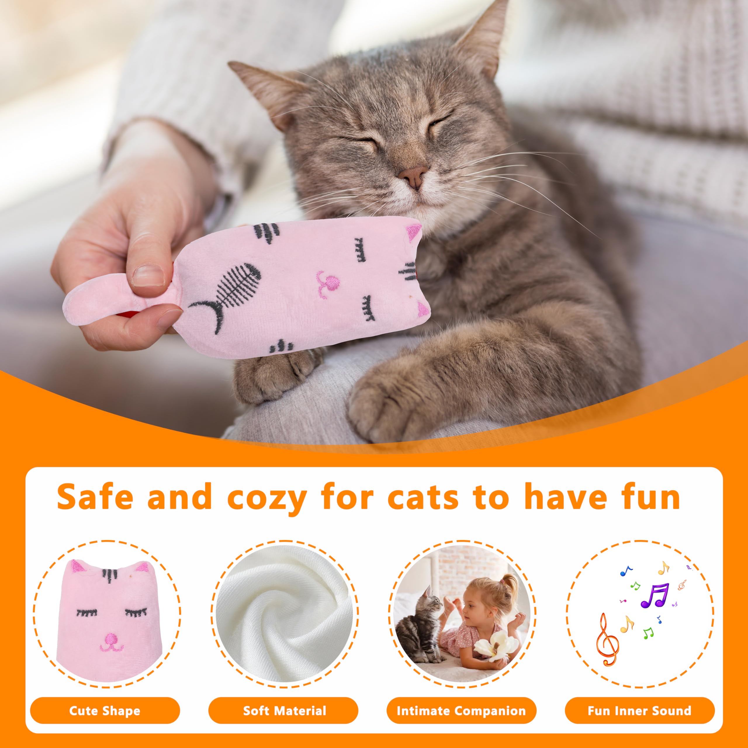 Seyezo Catnip Toys For Indoor Cats, 5 Pack Cat Toys For Cats, Fluffy Catnip Toys For Chewing Playing, Interactive Kitten Toys, C