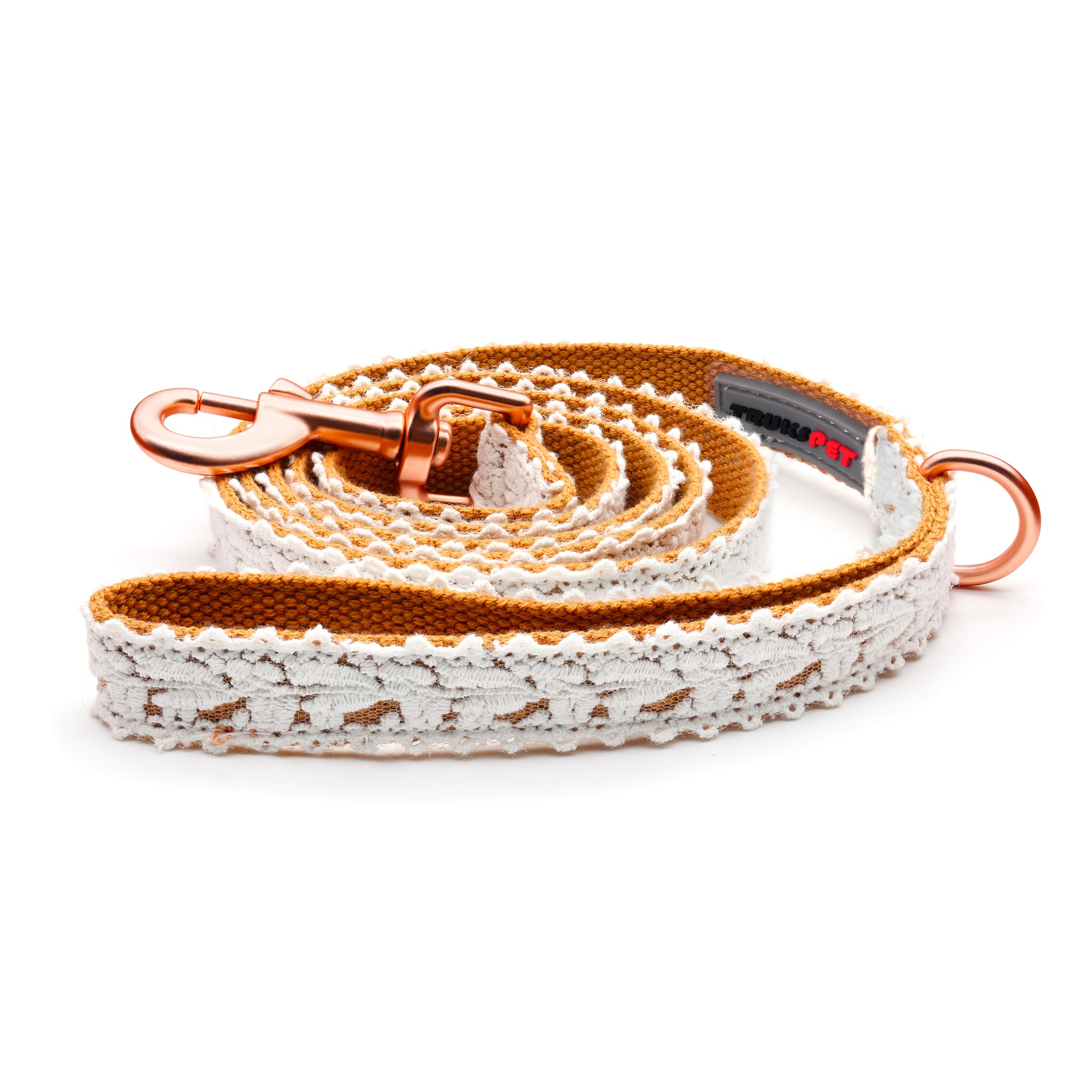 Dog Leash Cotton Lace Handmade 4-5 Ft Adjustable Comfortable Unique Leashes For Small Medium Large Dogs Brown Single