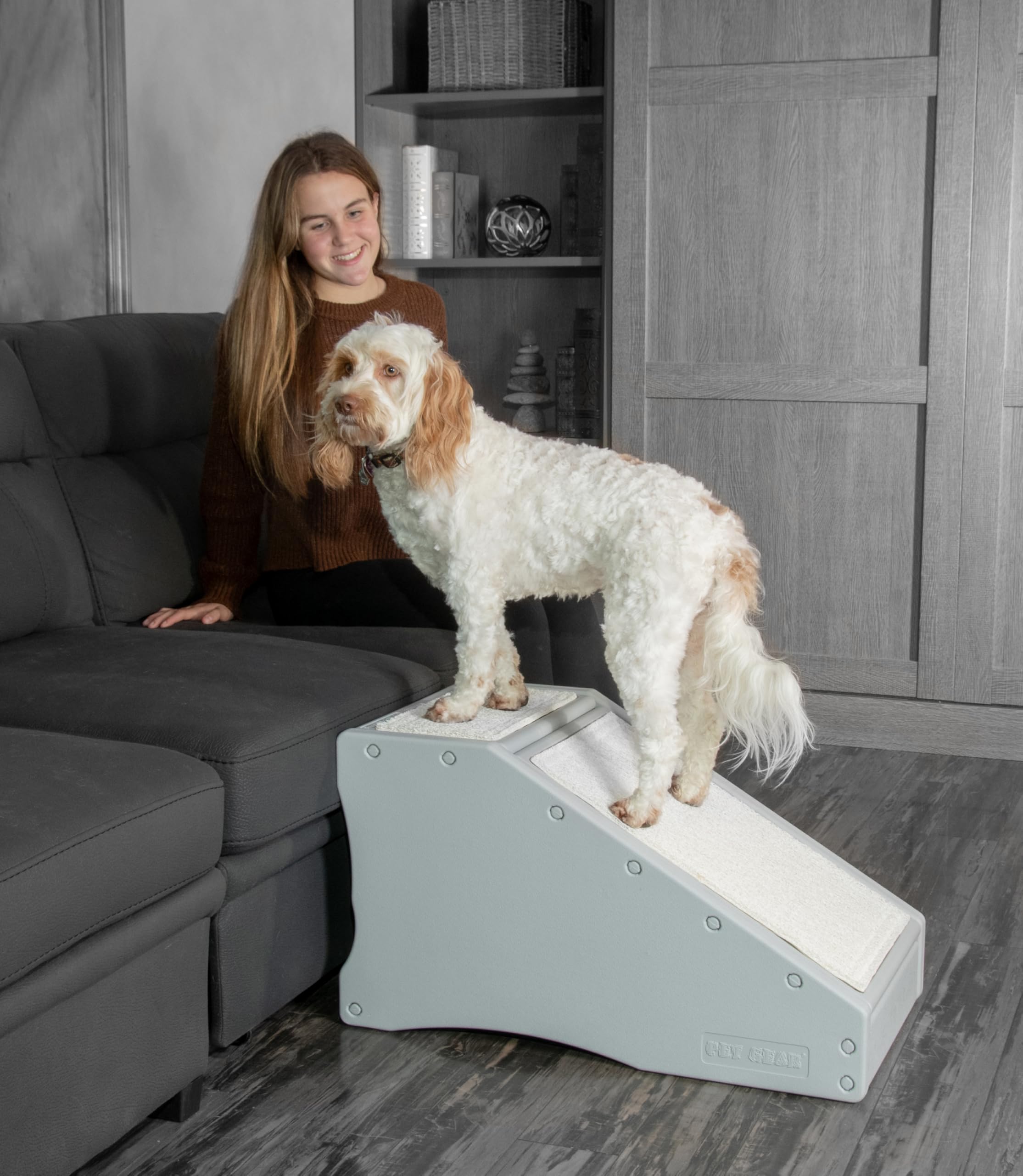 Pet Gear Stramp Stair and Ramp Combination for Dogs/Cats, Easy Step, Lightweight/Portable, Sturdy, Easy Assembly (No Tools Requi