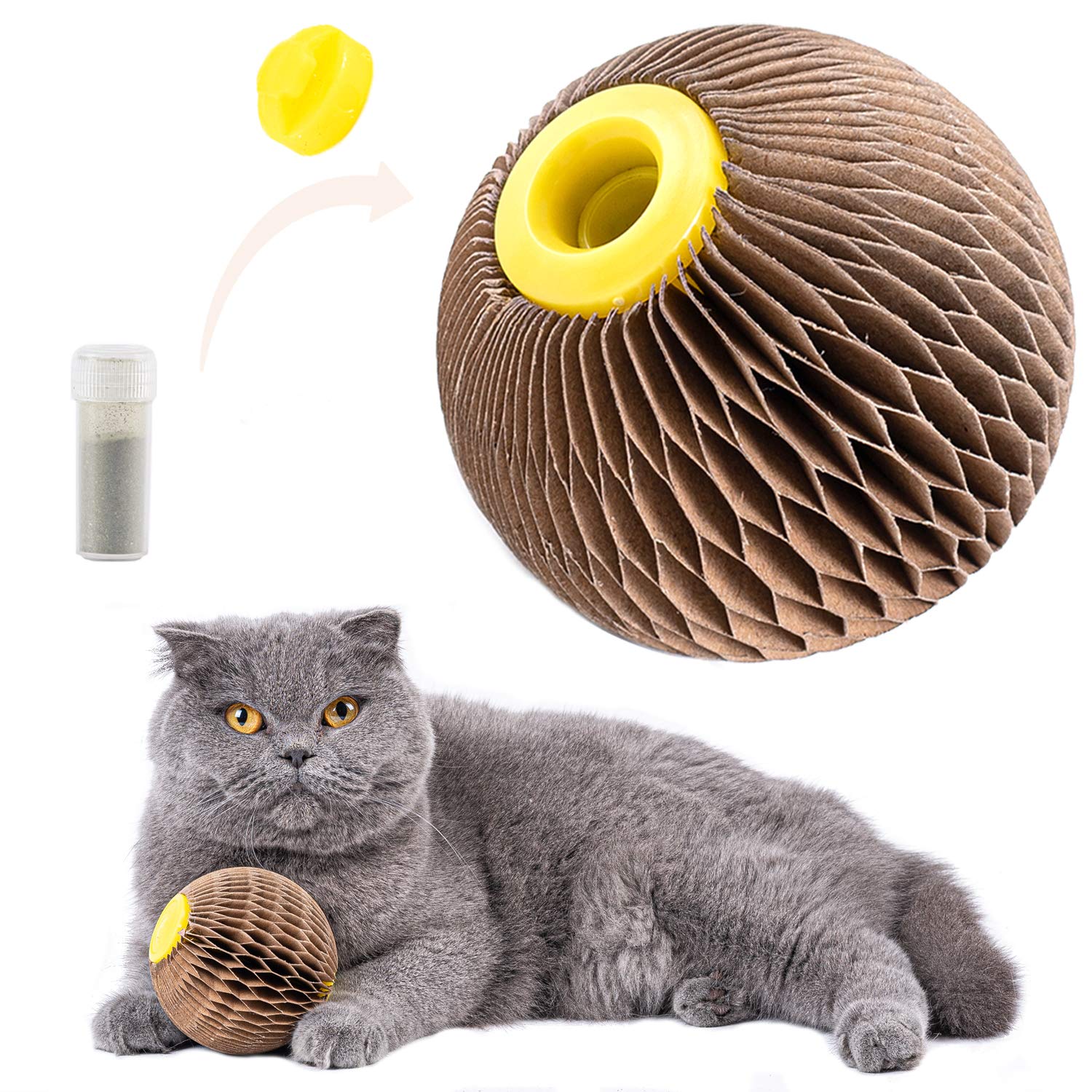 Areiia Catnip Ball Toy For Cats Catnip Refillable Scratcher Ball Kitty'S Faithful Playmate Reduce Obesity And Loneliness Csb01Br