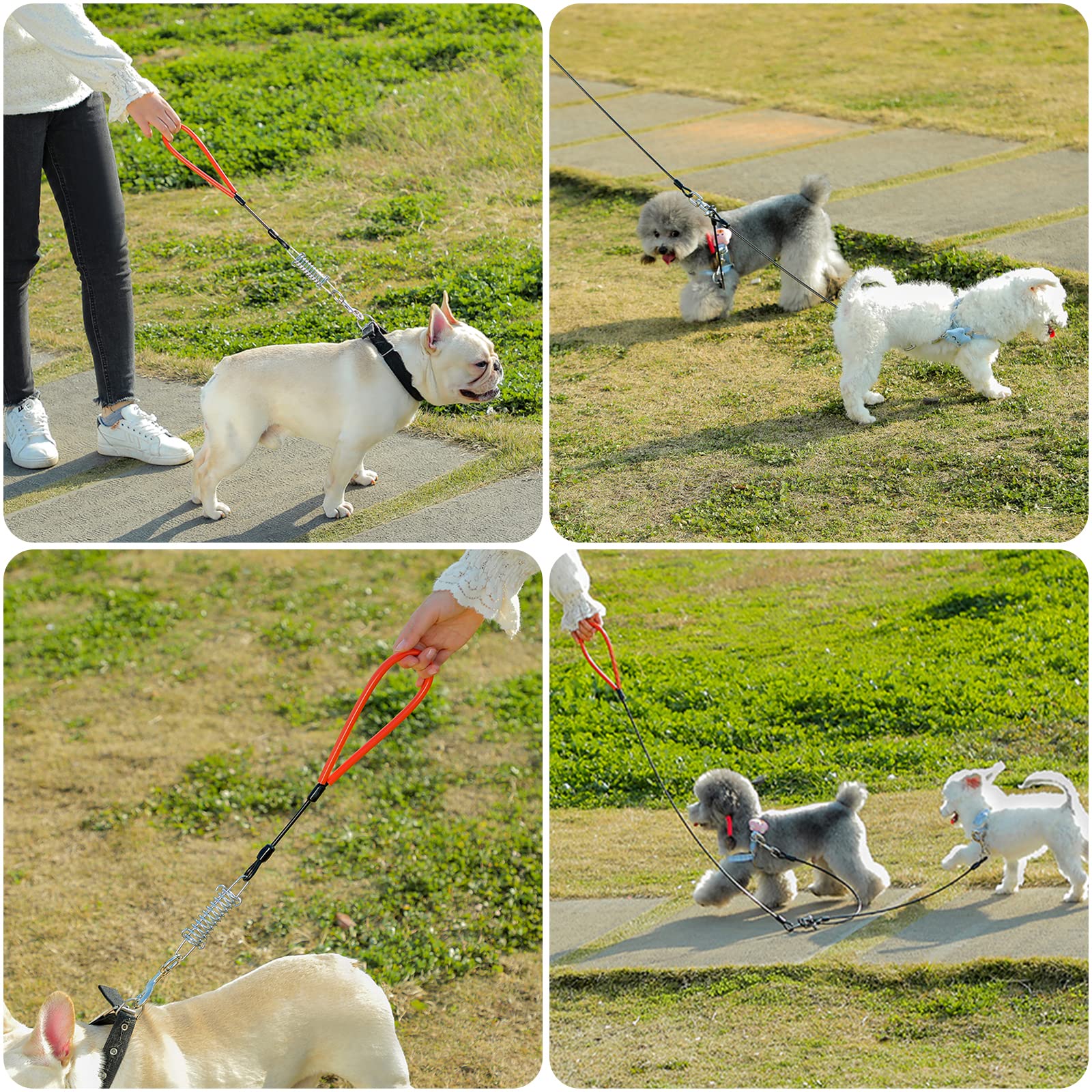 Mi Metty Dog Leash For Dogs Up To 250 Pound,Heavy Duty Leash Made Of Coated Wire Rope For Large And Medium Dogs,Dog Tie Out Cable With Soft Silicone Grip.Dog Chains【10 Feet Long- Transparent】