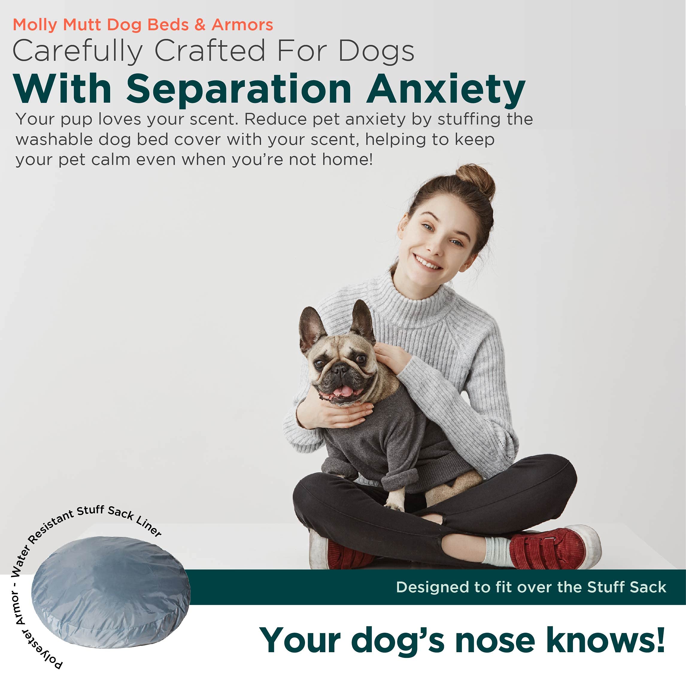 Molly Mutt Dog Bed Liner, Water-Resistant Bed Liner For Dog Bed, Puppy Bed, Or Cat Bed, Zippered, Polyester Cover, Durable, Washable, And Free Of Harmful Chemicals, Round, 36' X 5'