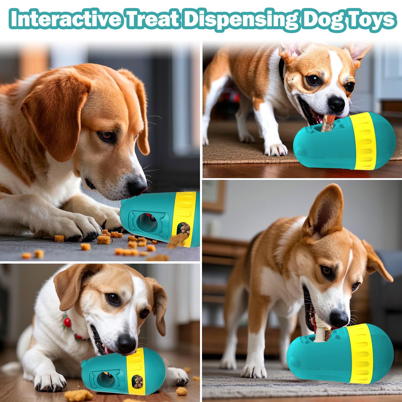 2 In 1 Treat Dispensing Dog Toys, Adjustable Puzzle Feeder Dog With Bully Stick Holder For Small/Medium/Large Dogs, Interactive