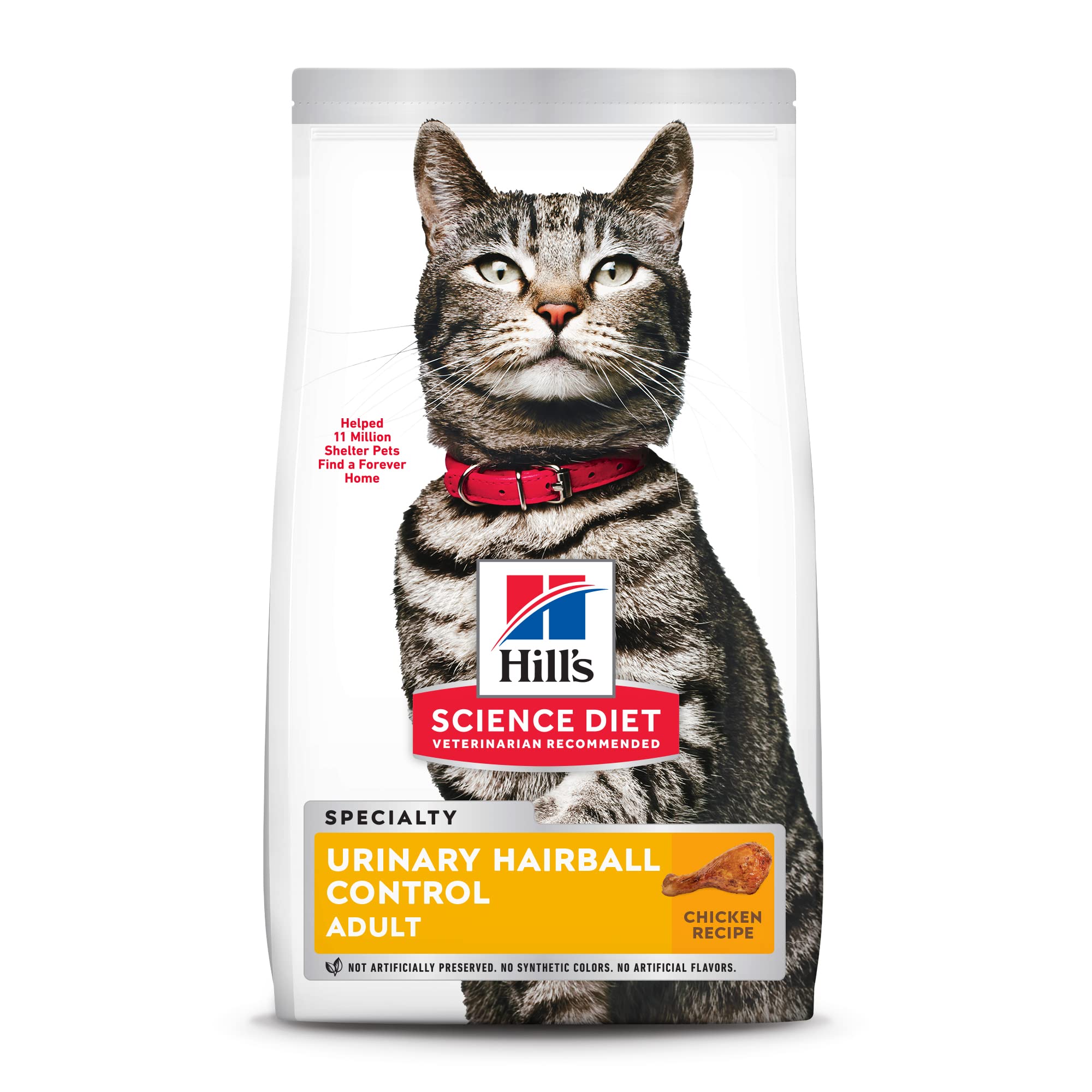 Hills Science Diet Urinary Hariball Control, Adult 1-6, Urinary Track Health & Hairball Control Support, Dry Cat Food, Chicken