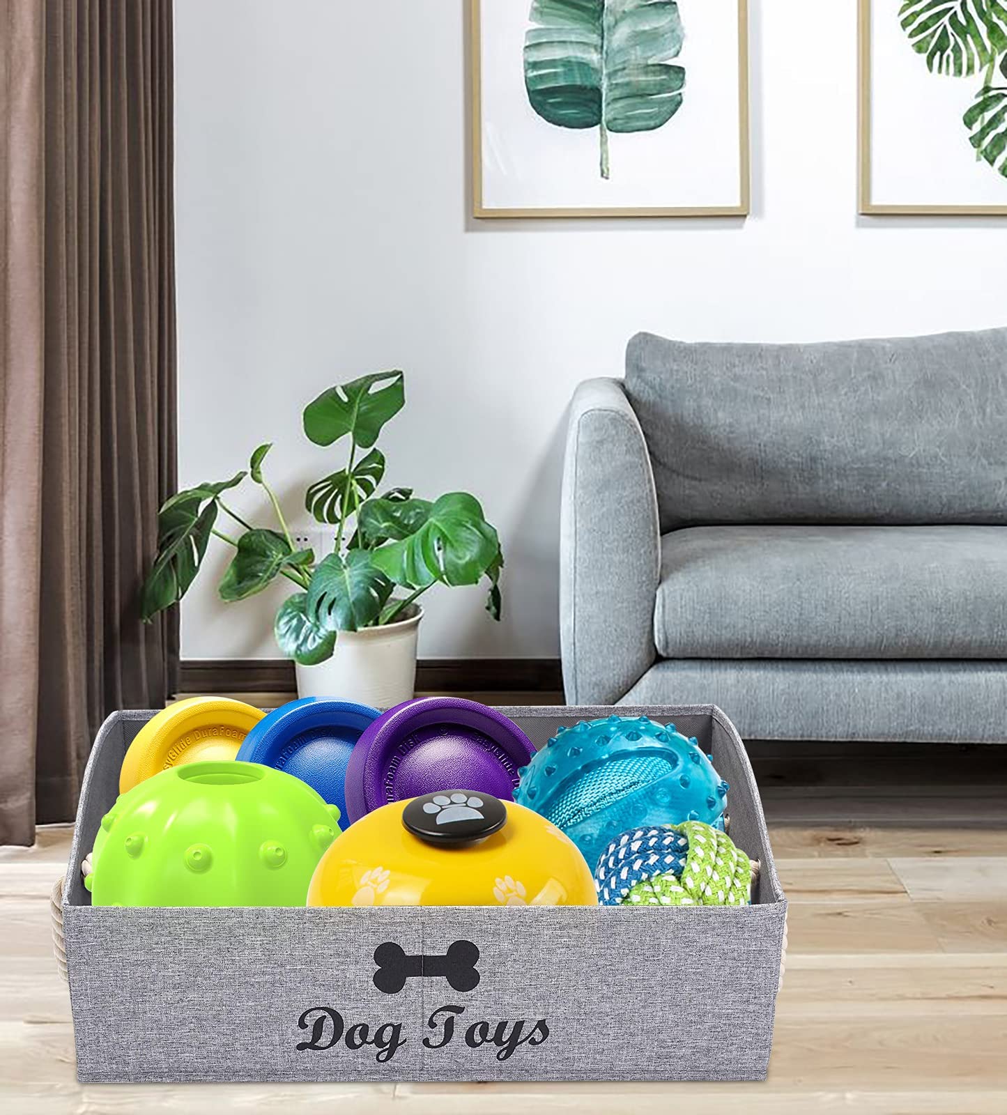 Morezi Large Dog Toy Bin Puppy Shallow Toy Baskets - Perfect For Collapsible Bin For Living Room, Playroom, Closet, Home Organiz